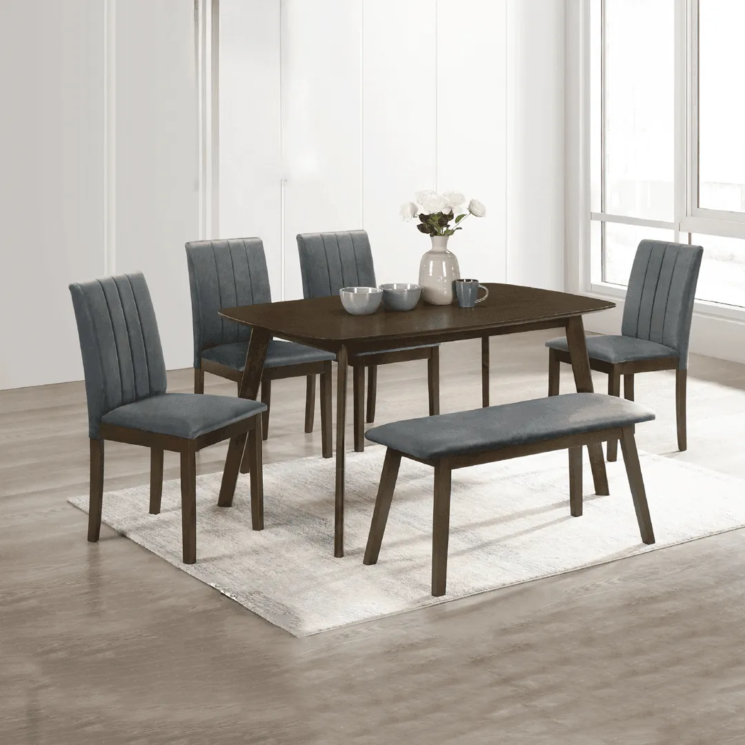 Damiano Wooden Dining Set with Bench