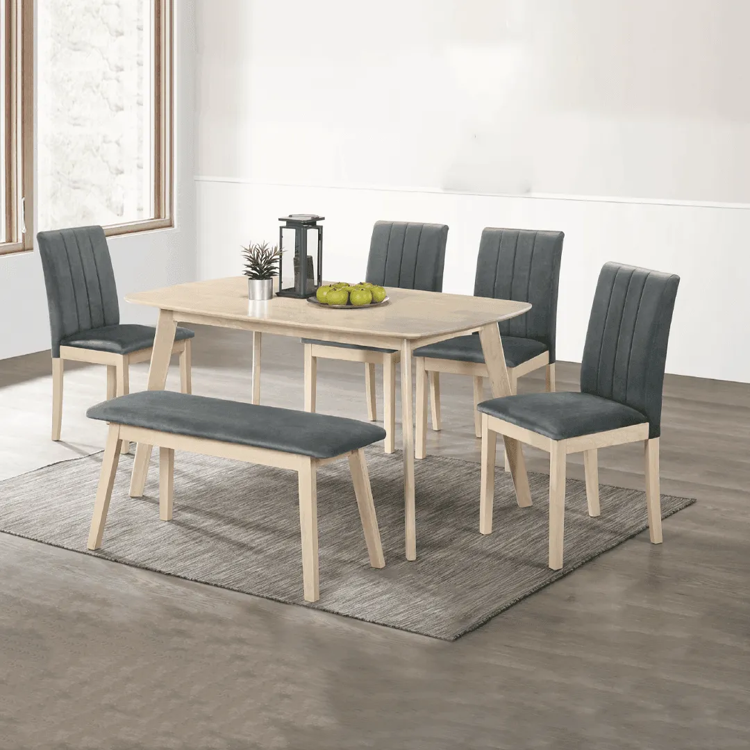 Damiano Wooden Dining Set with Bench