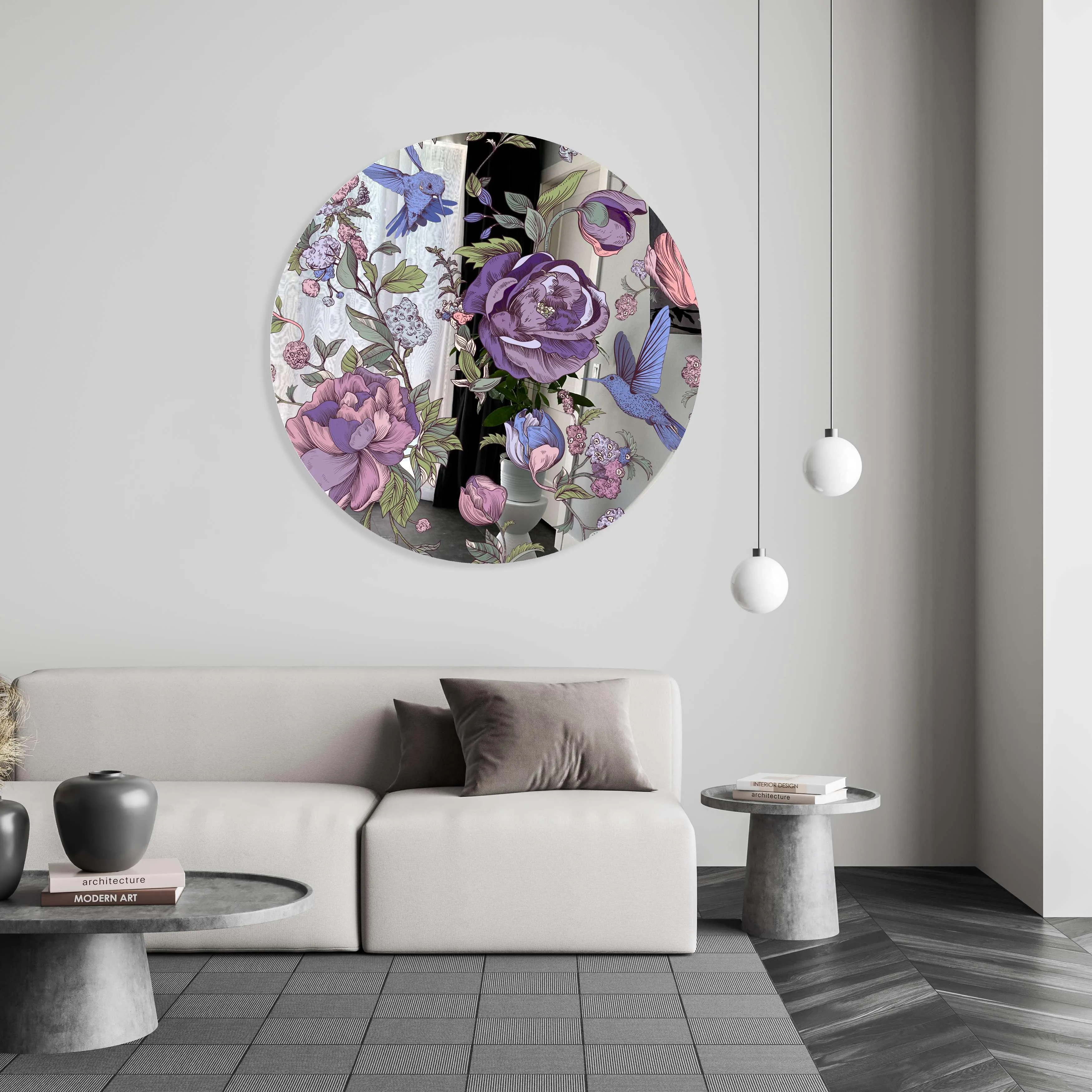 Dark Flowers Printed Mirror Acrylic Circles