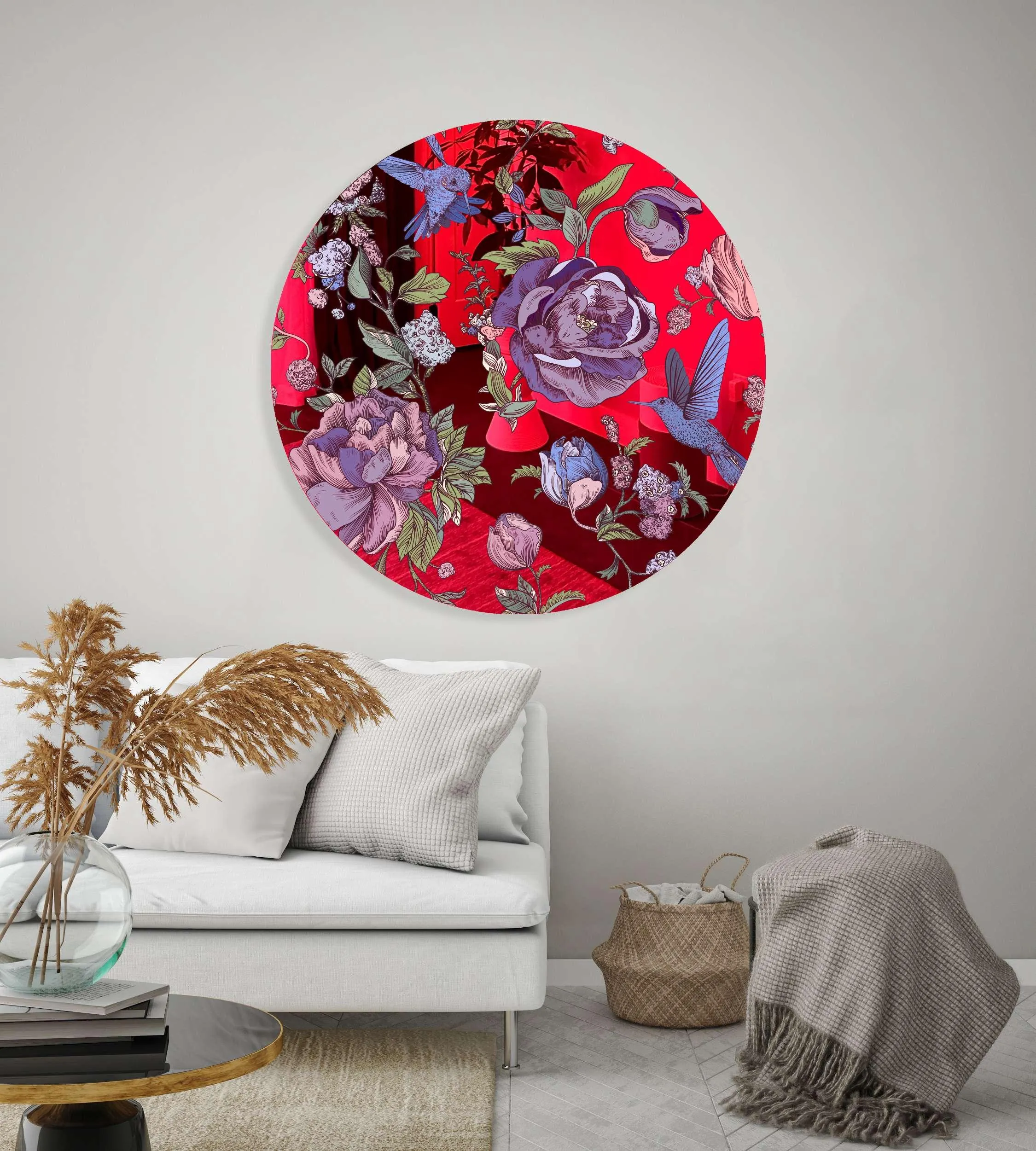 Dark Flowers Printed Mirror Acrylic Circles