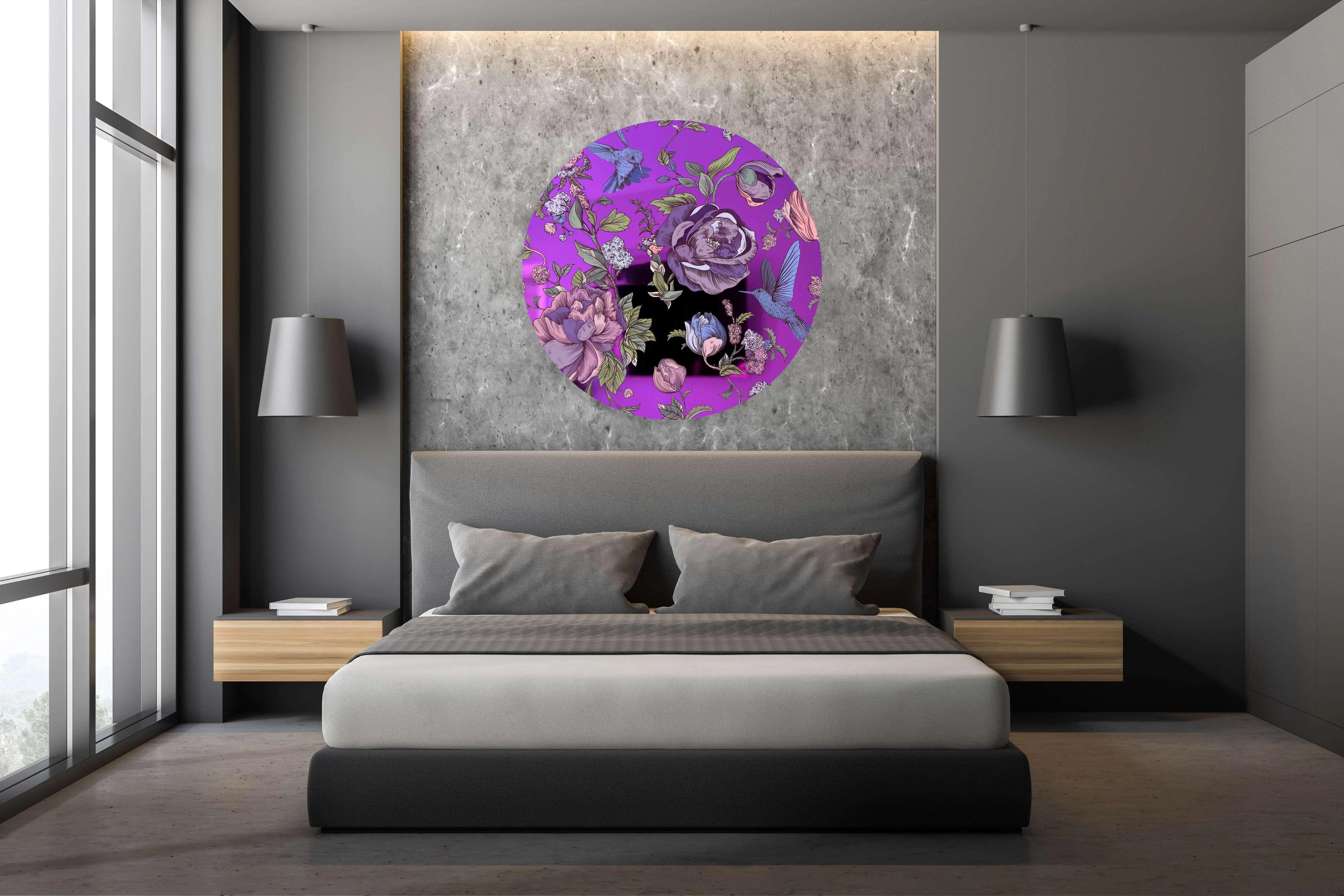 Dark Flowers Printed Mirror Acrylic Circles