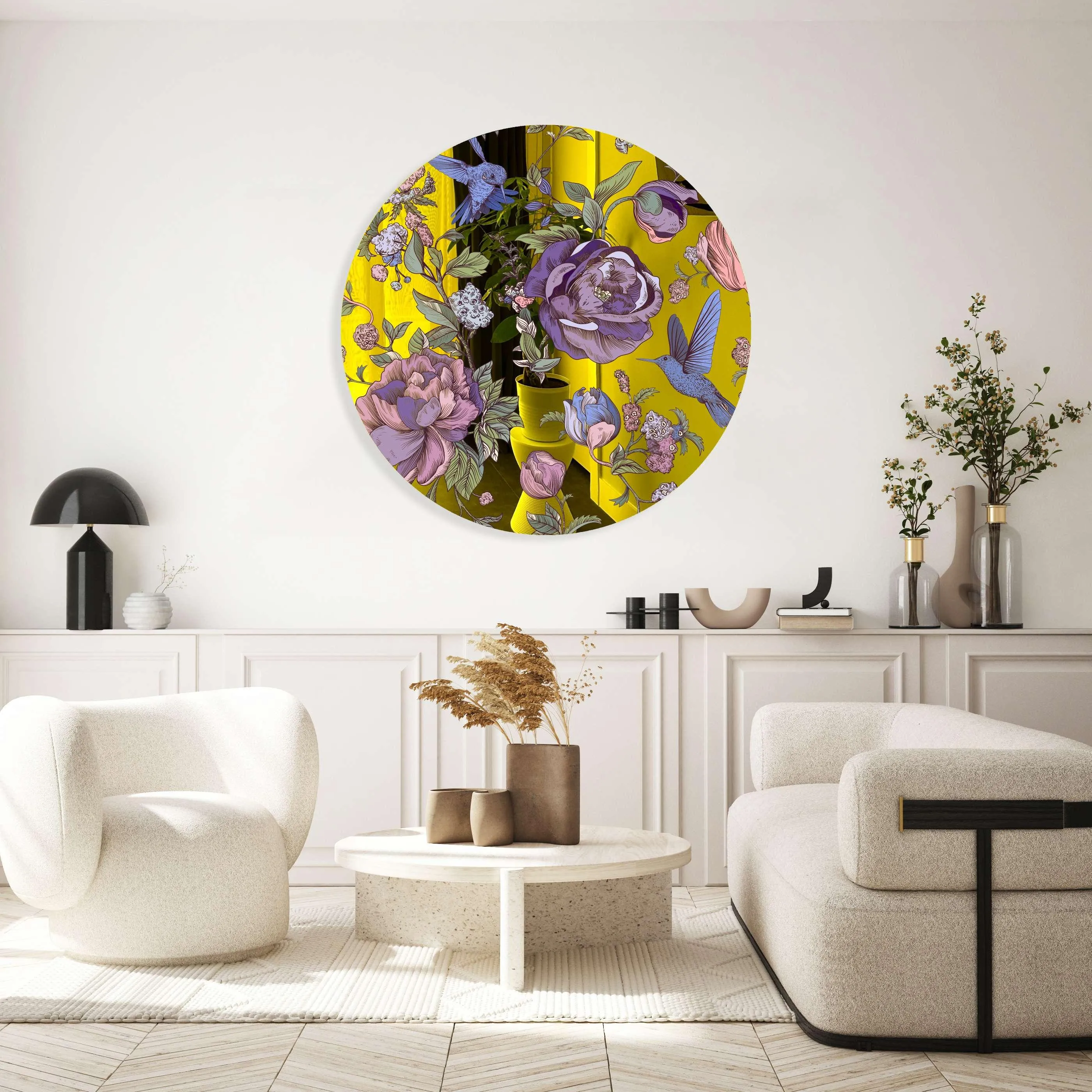 Dark Flowers Printed Mirror Acrylic Circles