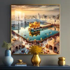 Divine Golden Temple Premium Acrylic Square Wall Art