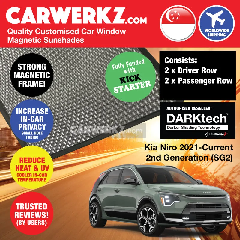 Dr Shadez DARKtech Kia Niro 2021-Current 2nd Generation (SG2) Korea Hybrid Hatchback Customised Window Magnetic Sunshades