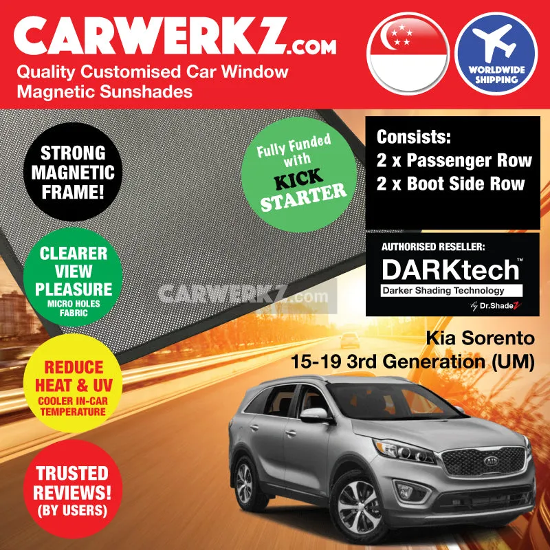 Dr Shadez DARKtech Kia Sorento 2015-2019 3rd Generation (UM) Korea SUV Customised Window Magnetic Sunshades