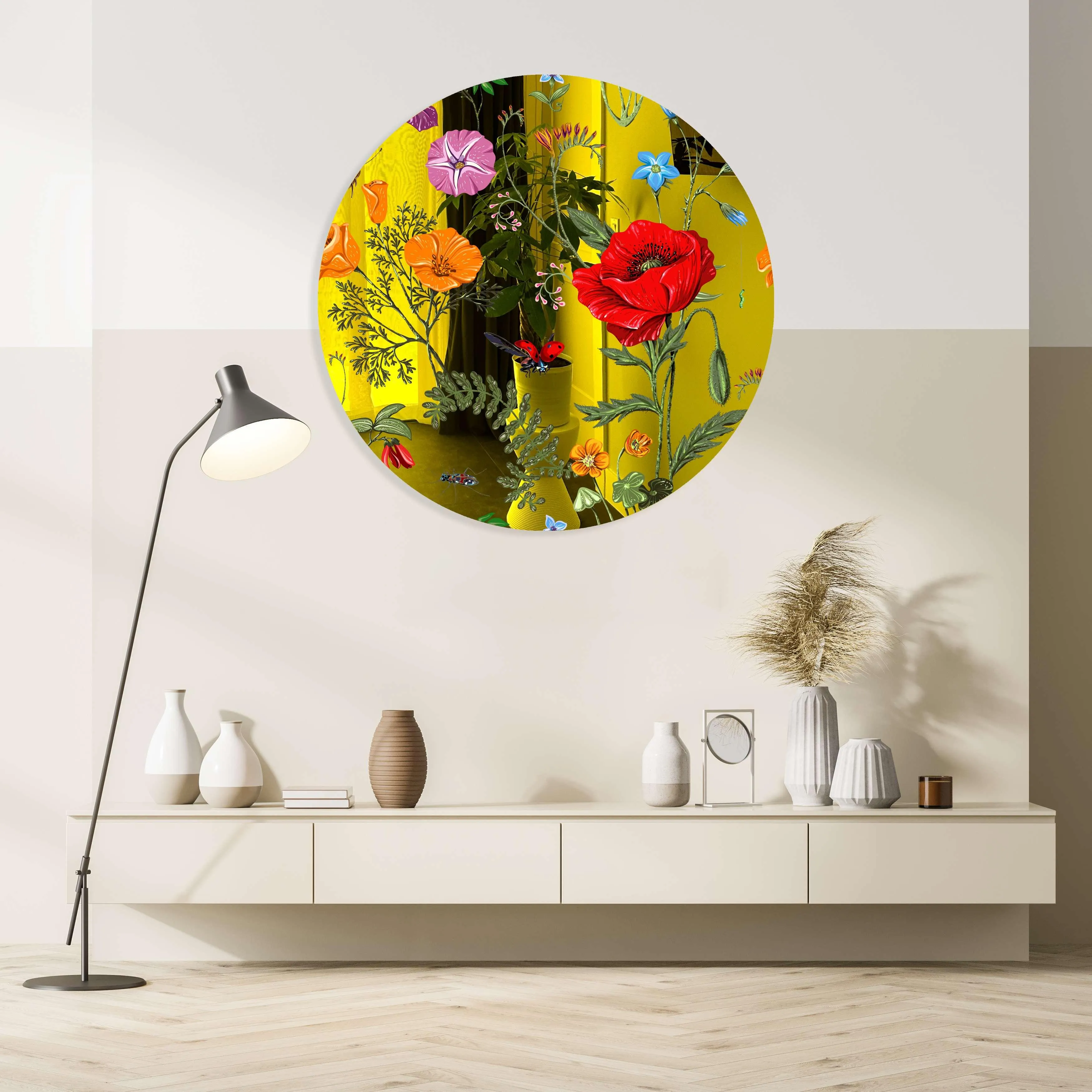 Flowers and Butterflies Printed Mirror Acrylic Circles