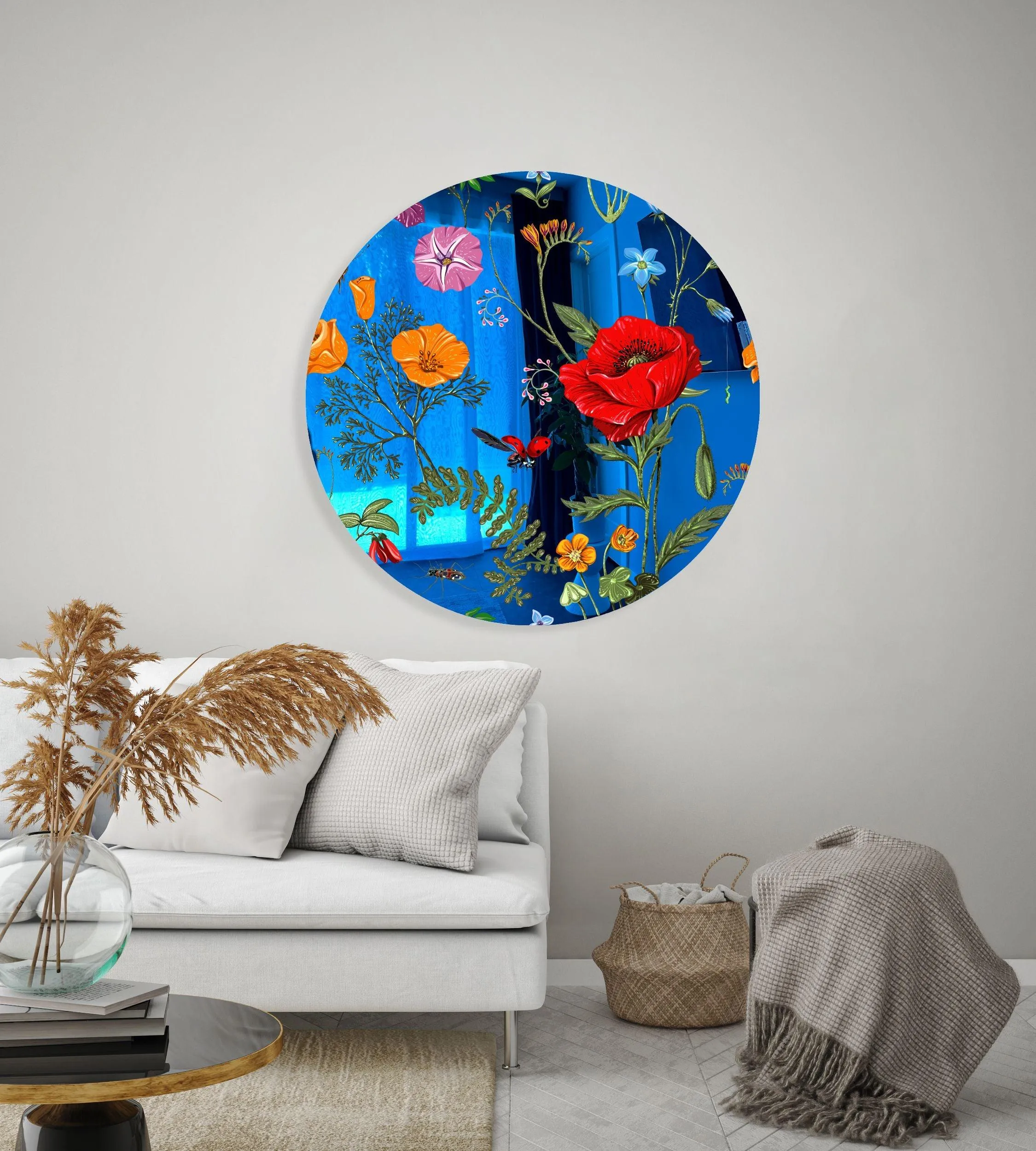 Flowers and Butterflies Printed Mirror Acrylic Circles