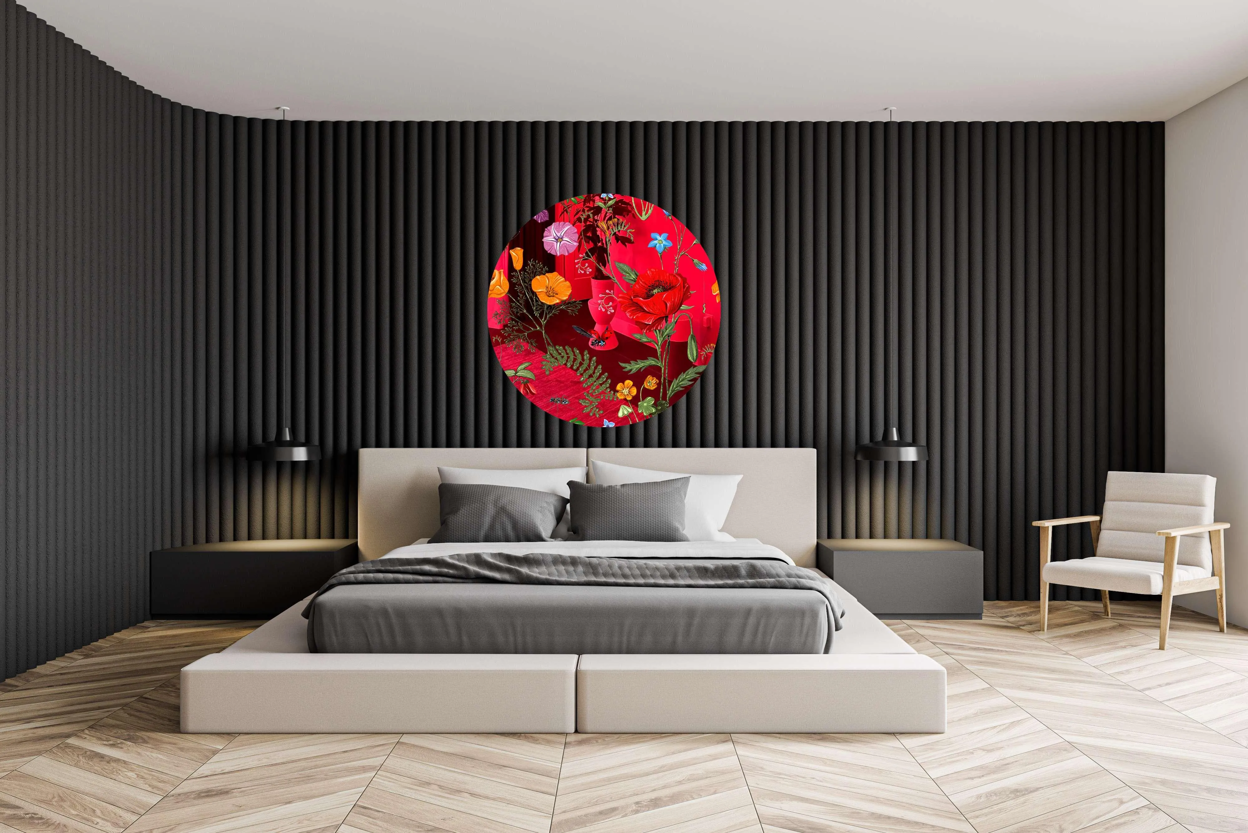 Flowers and Butterflies Printed Mirror Acrylic Circles