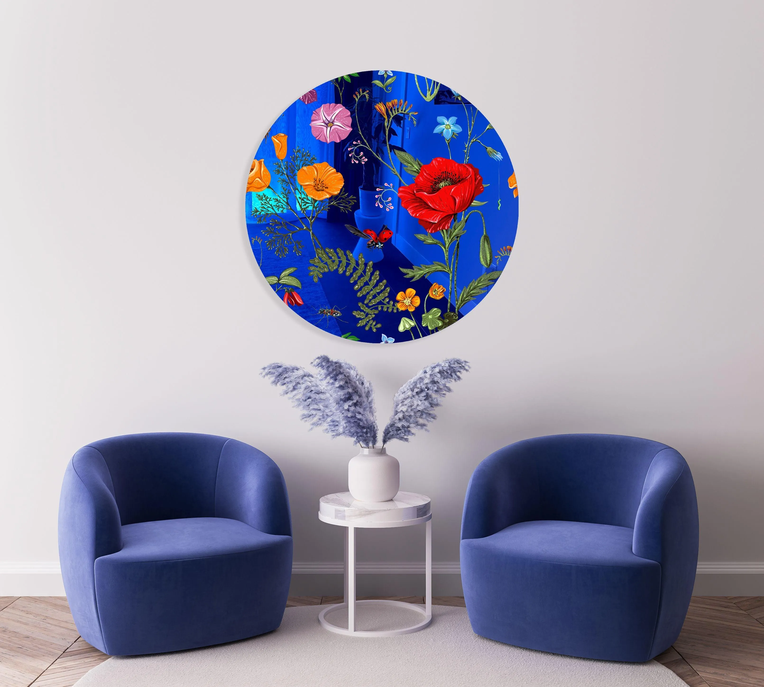 Flowers and Butterflies Printed Mirror Acrylic Circles