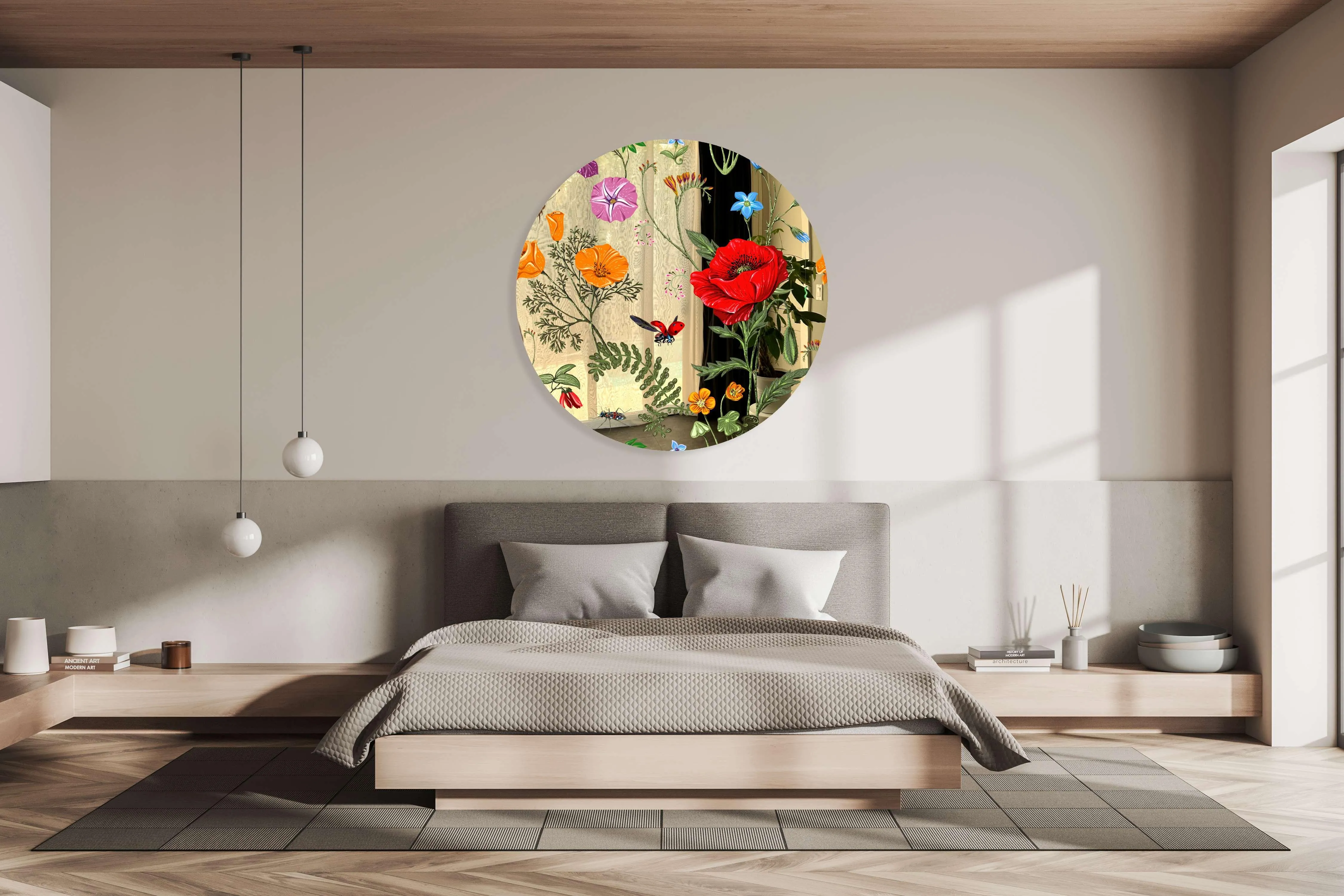 Flowers and Butterflies Printed Mirror Acrylic Circles