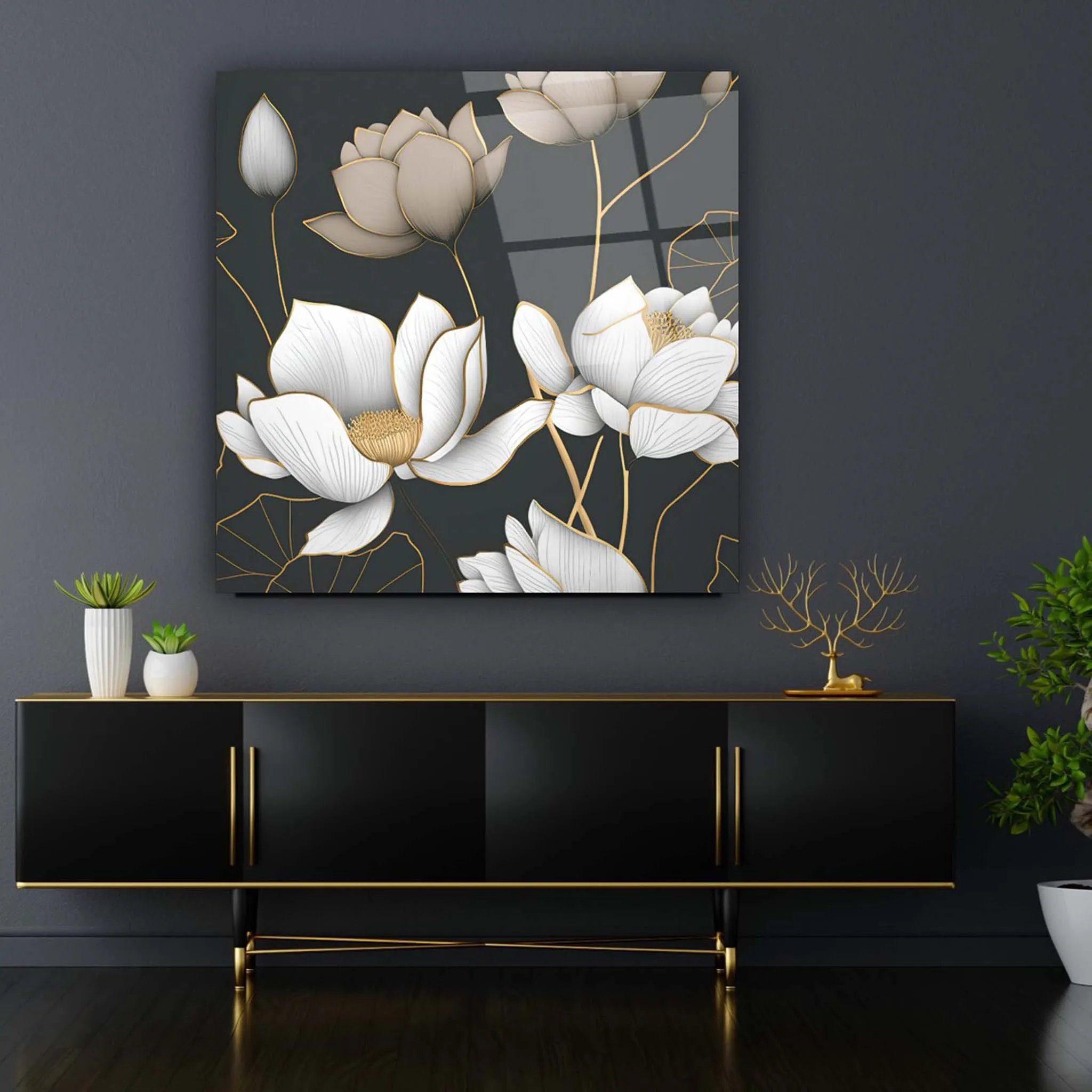 Flowers Glass Wall Art