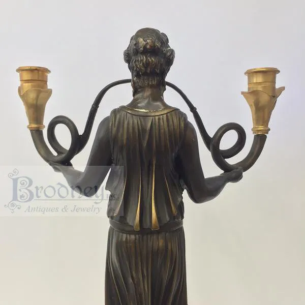 French Bronze Ornate Candlesticks