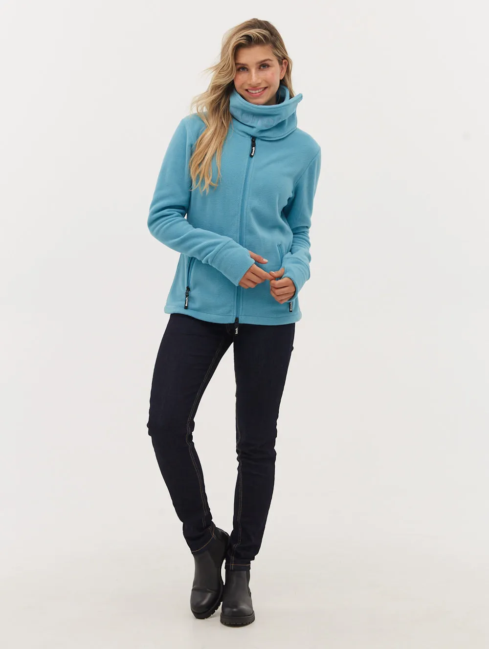 Funnel Microfleece Zip-Up Wrap Neck -