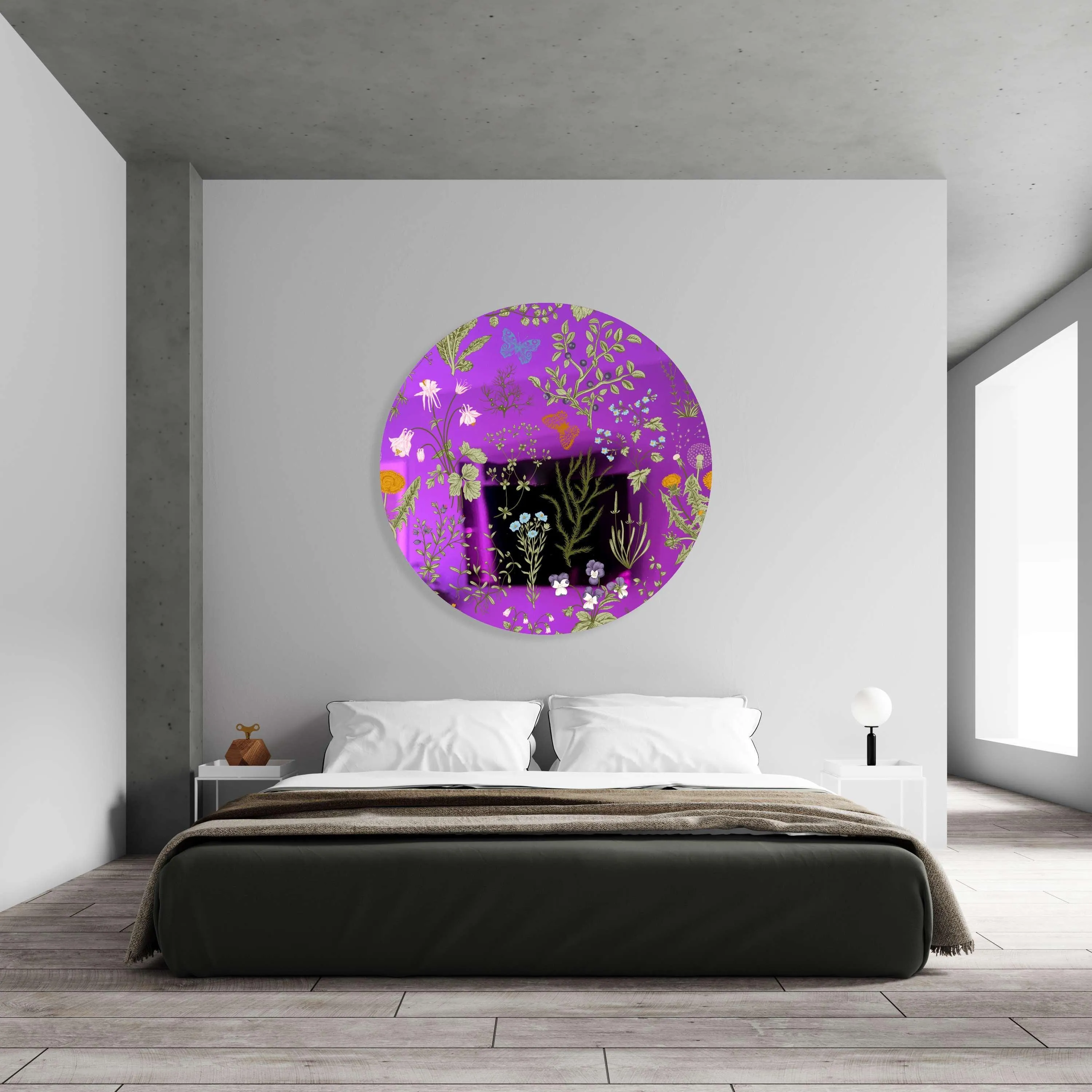 Herbs and Wild Flowers Printed Mirror Acrylic Circles