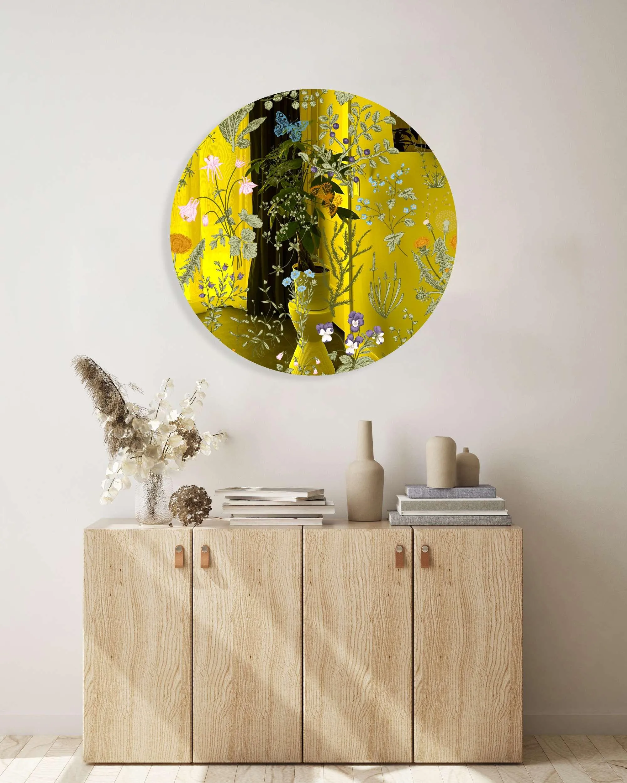 Herbs and Wild Flowers Printed Mirror Acrylic Circles