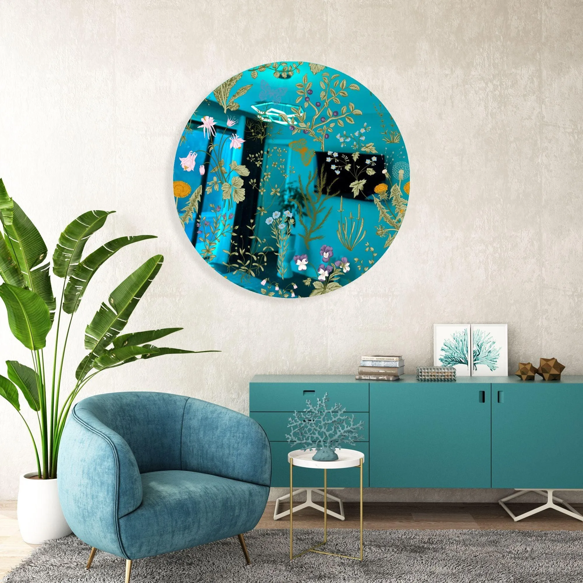 Herbs and Wild Flowers Printed Mirror Acrylic Circles