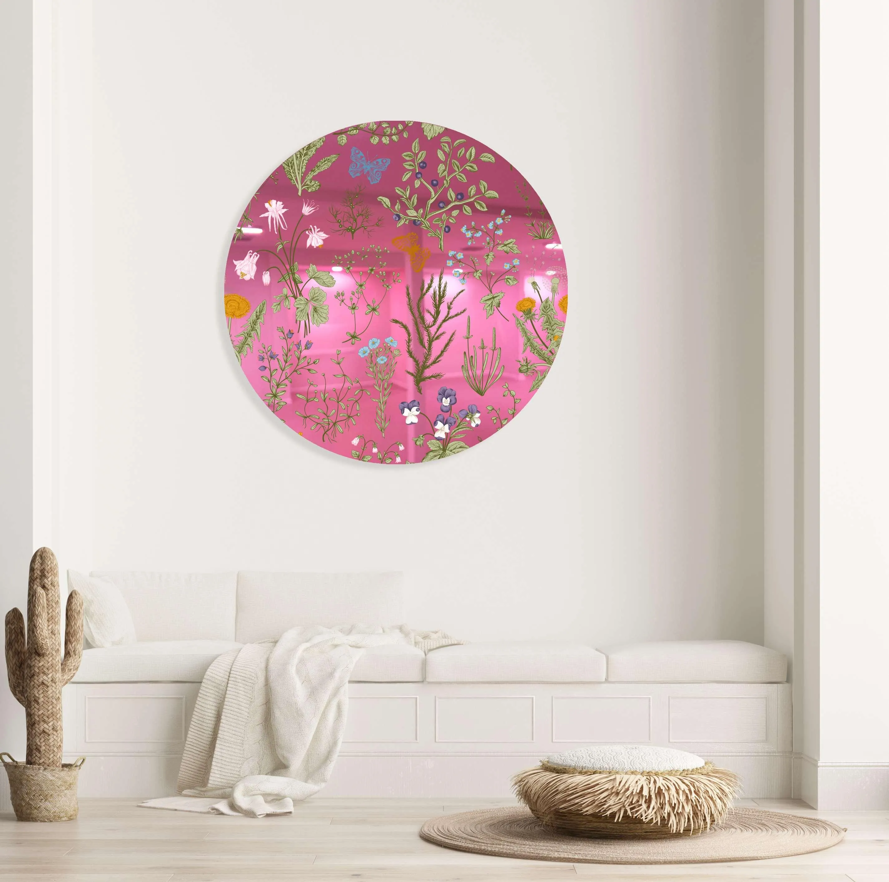 Herbs and Wild Flowers Printed Mirror Acrylic Circles