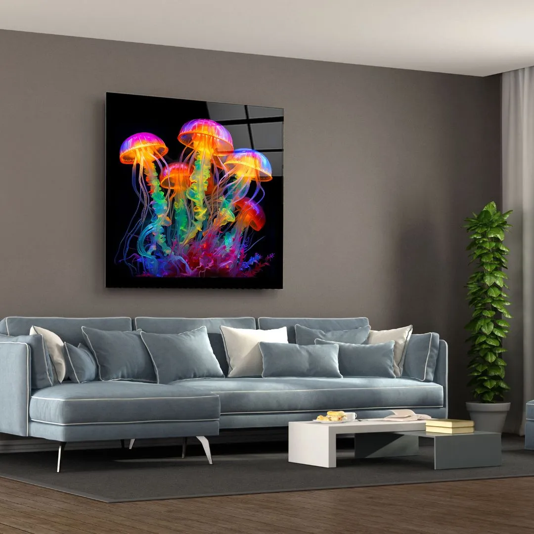 Jellyfish Dance Glass Wall Art