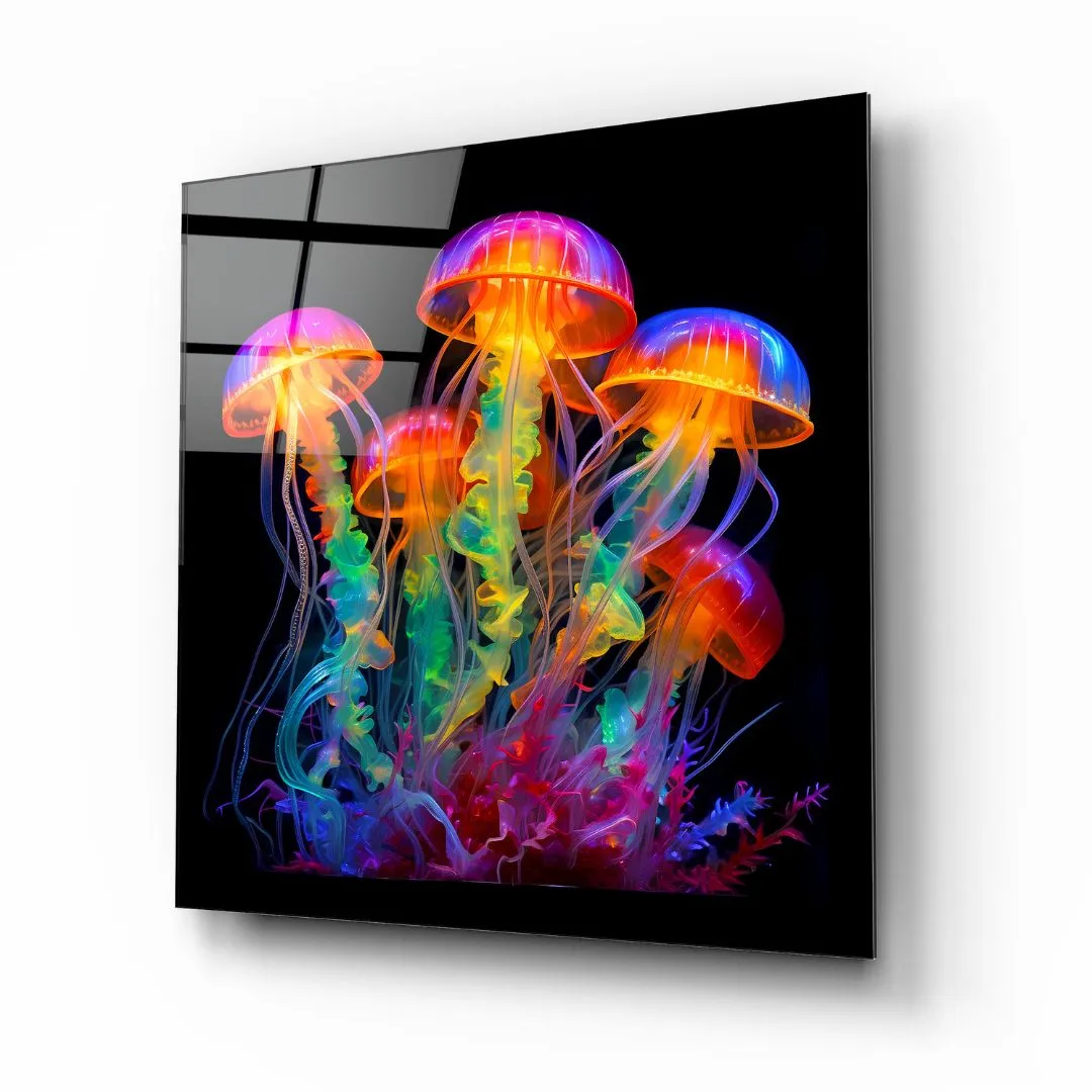 Jellyfish Dance Glass Wall Art