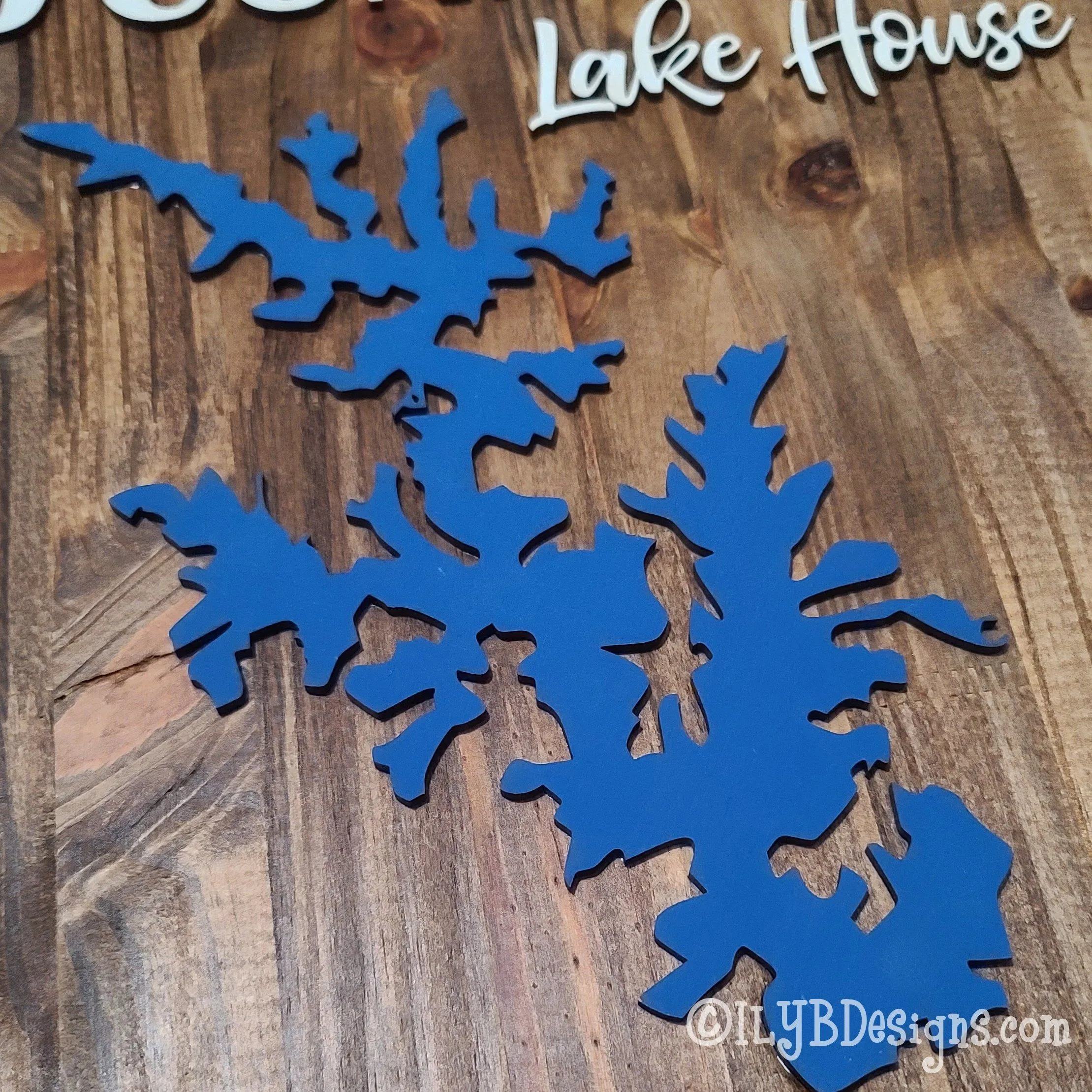 Laser Cut Wood Lake House Sign with Lake Silhouette - 12" x 18" Sign