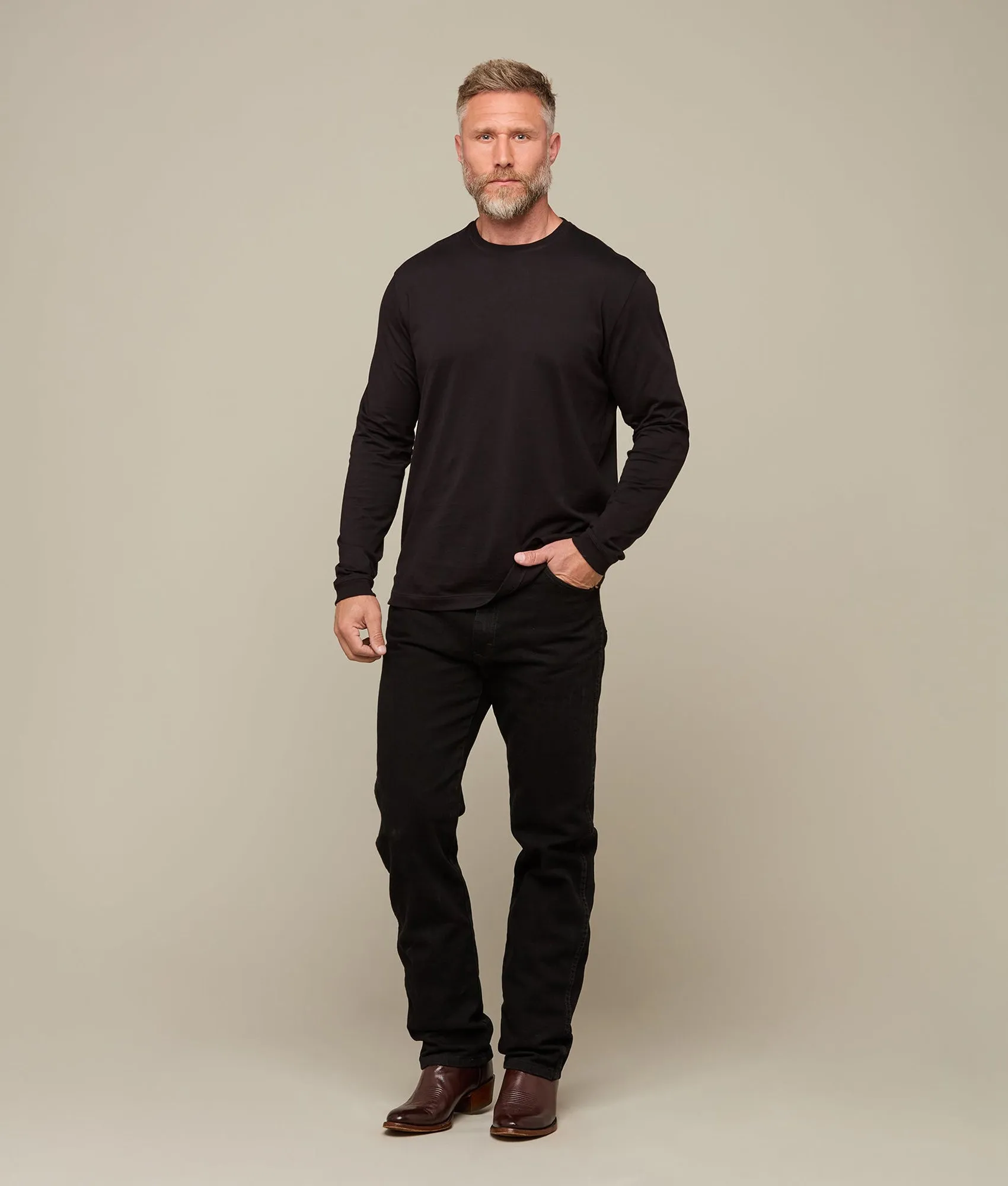 Long Sleeve Pima Cotton Tee :: Black