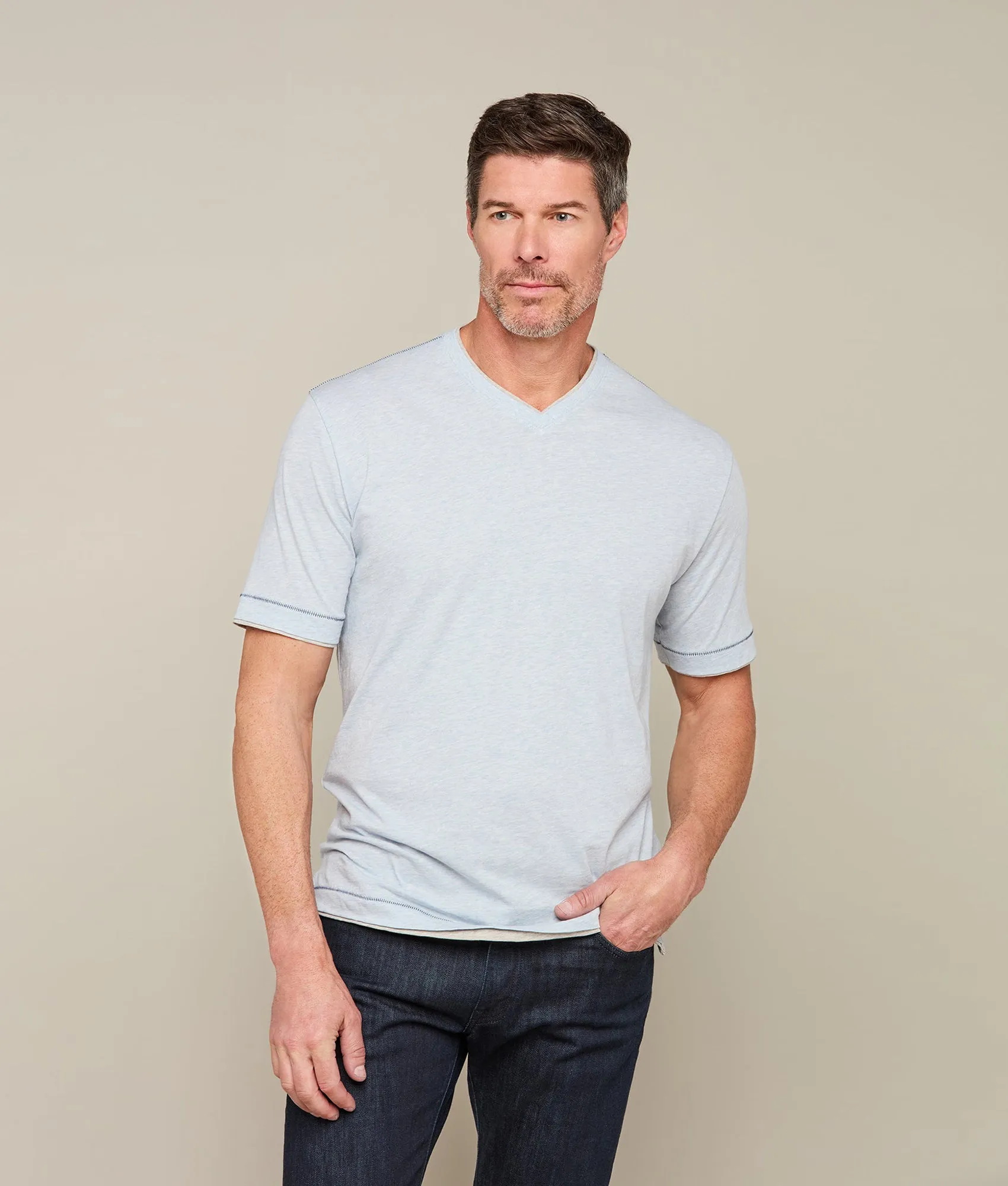 Lucchese Pima Cotton V-Neck :: Light Blue