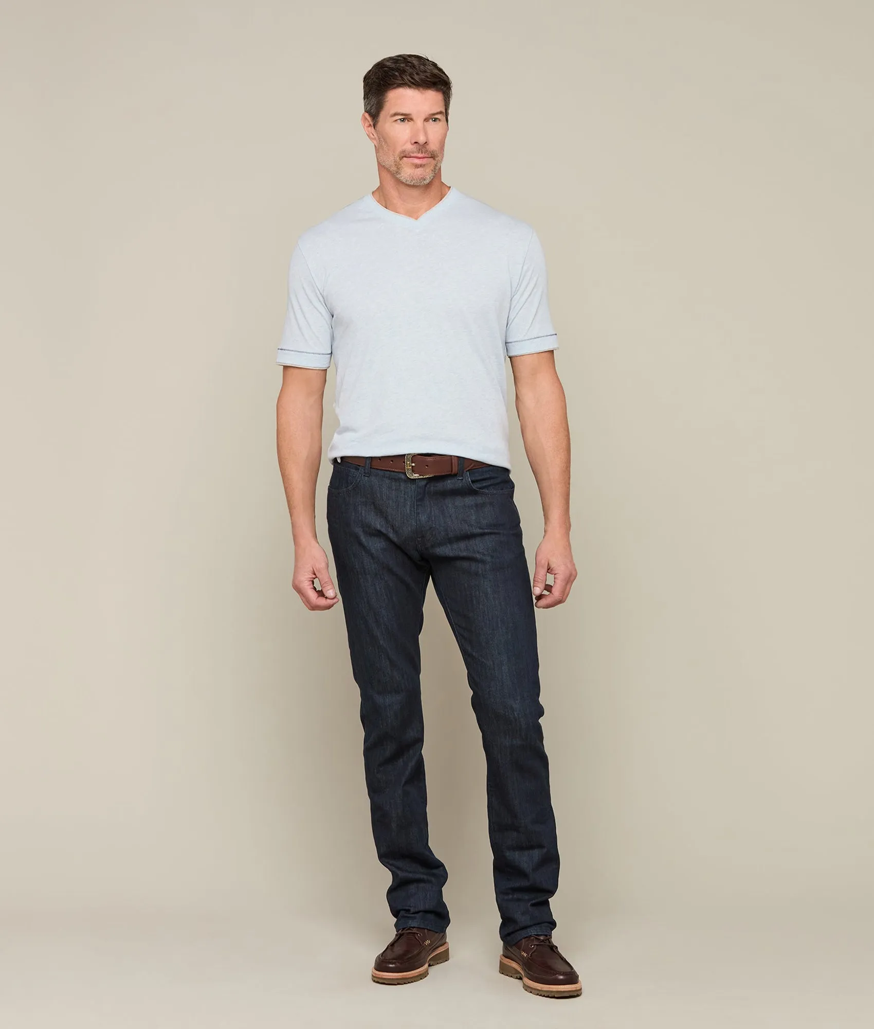 Lucchese Pima Cotton V-Neck :: Light Blue