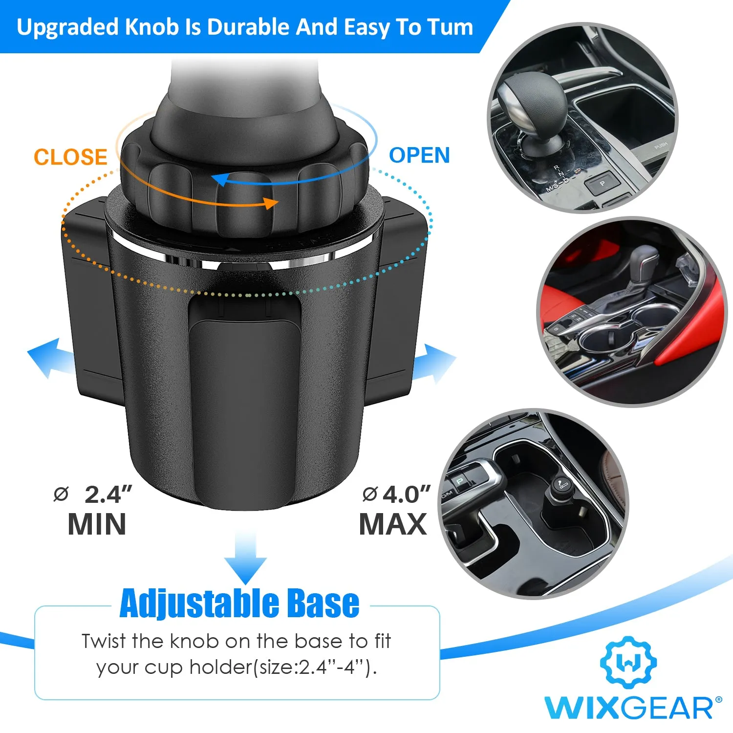 Magnetic Cup Holder Phone Mount, WixGear Extendable Arm Universal Car Cup Holder Adjustable Base