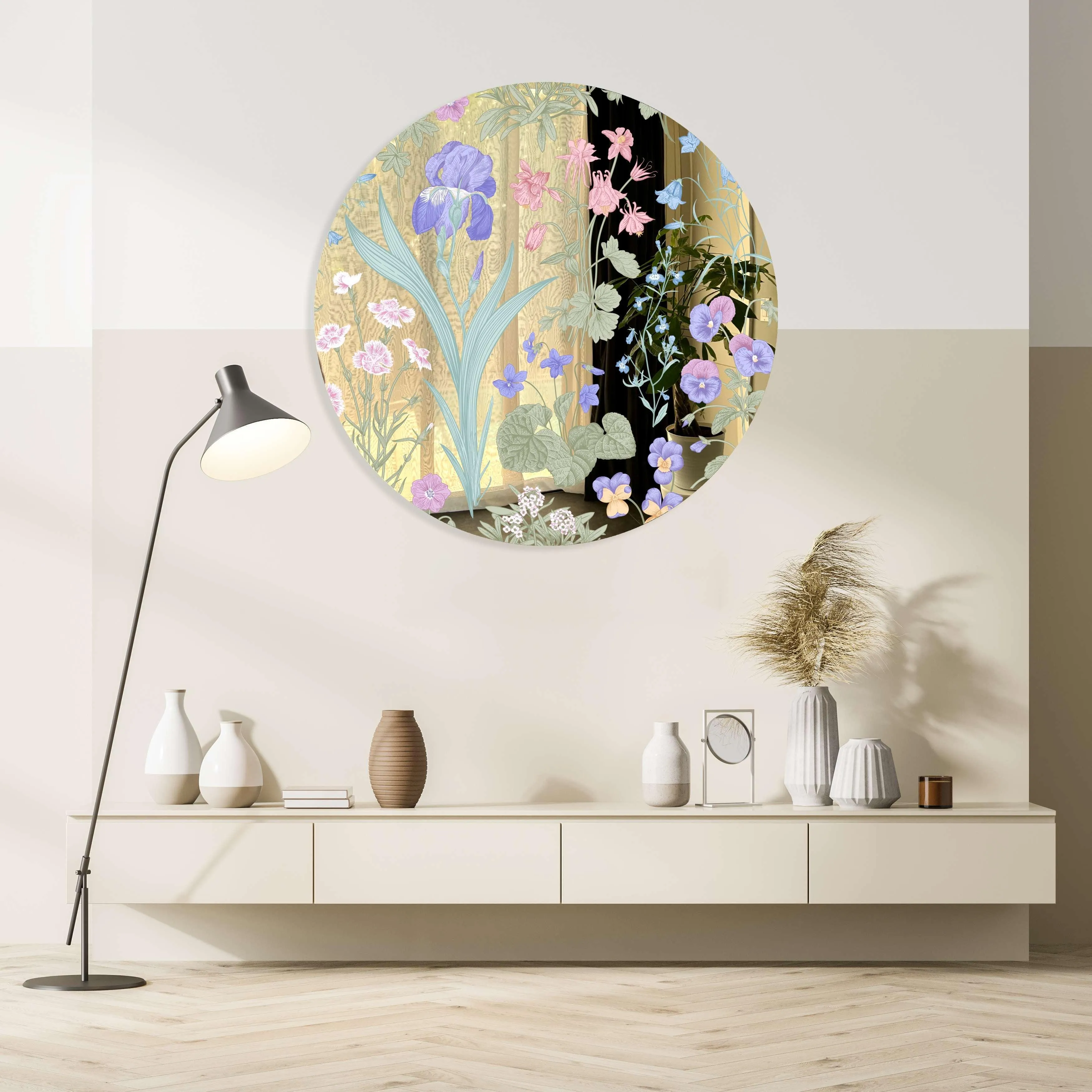 Meadow Flowers Printed Mirror Acrylic Circles