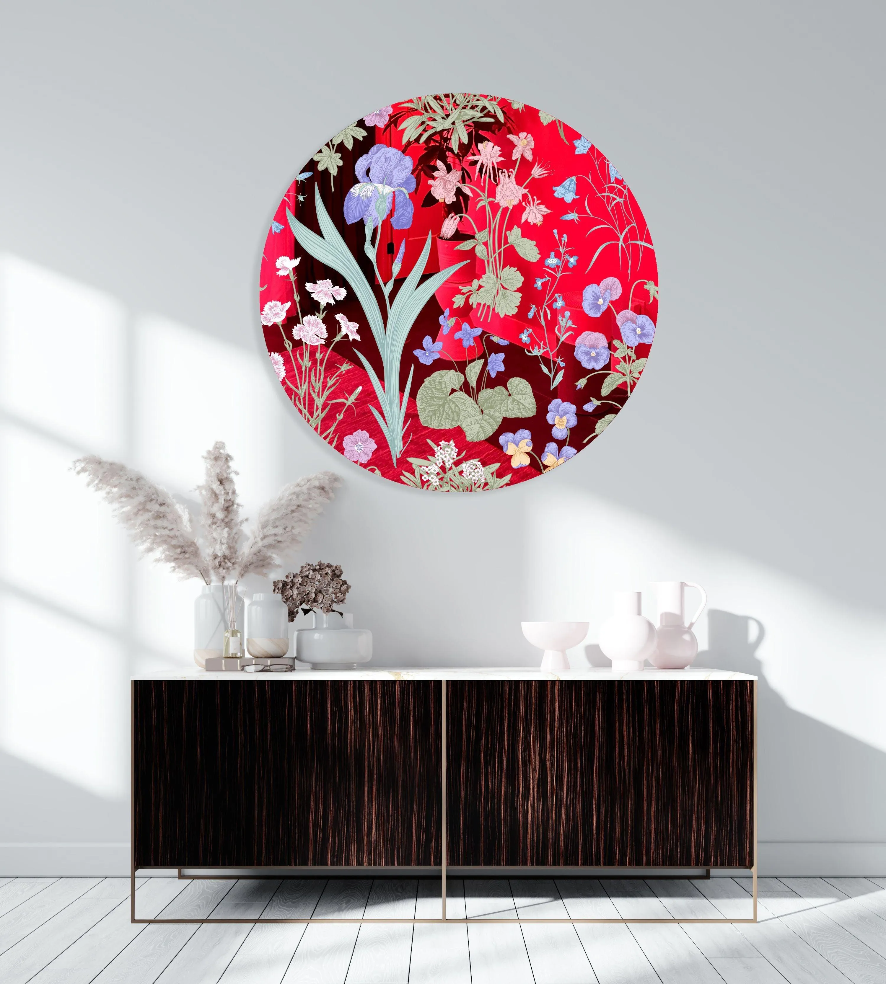 Meadow Flowers Printed Mirror Acrylic Circles