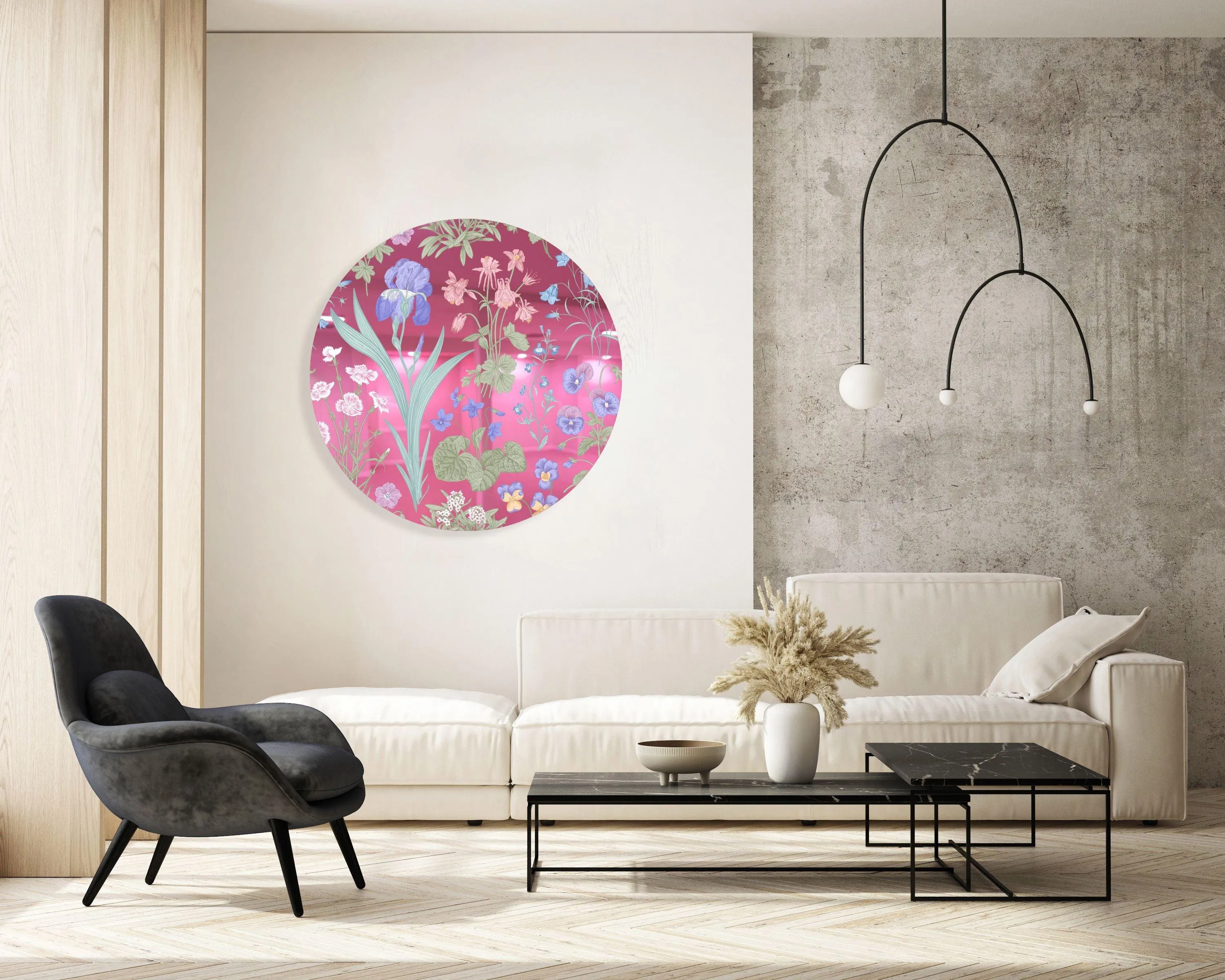 Meadow Flowers Printed Mirror Acrylic Circles