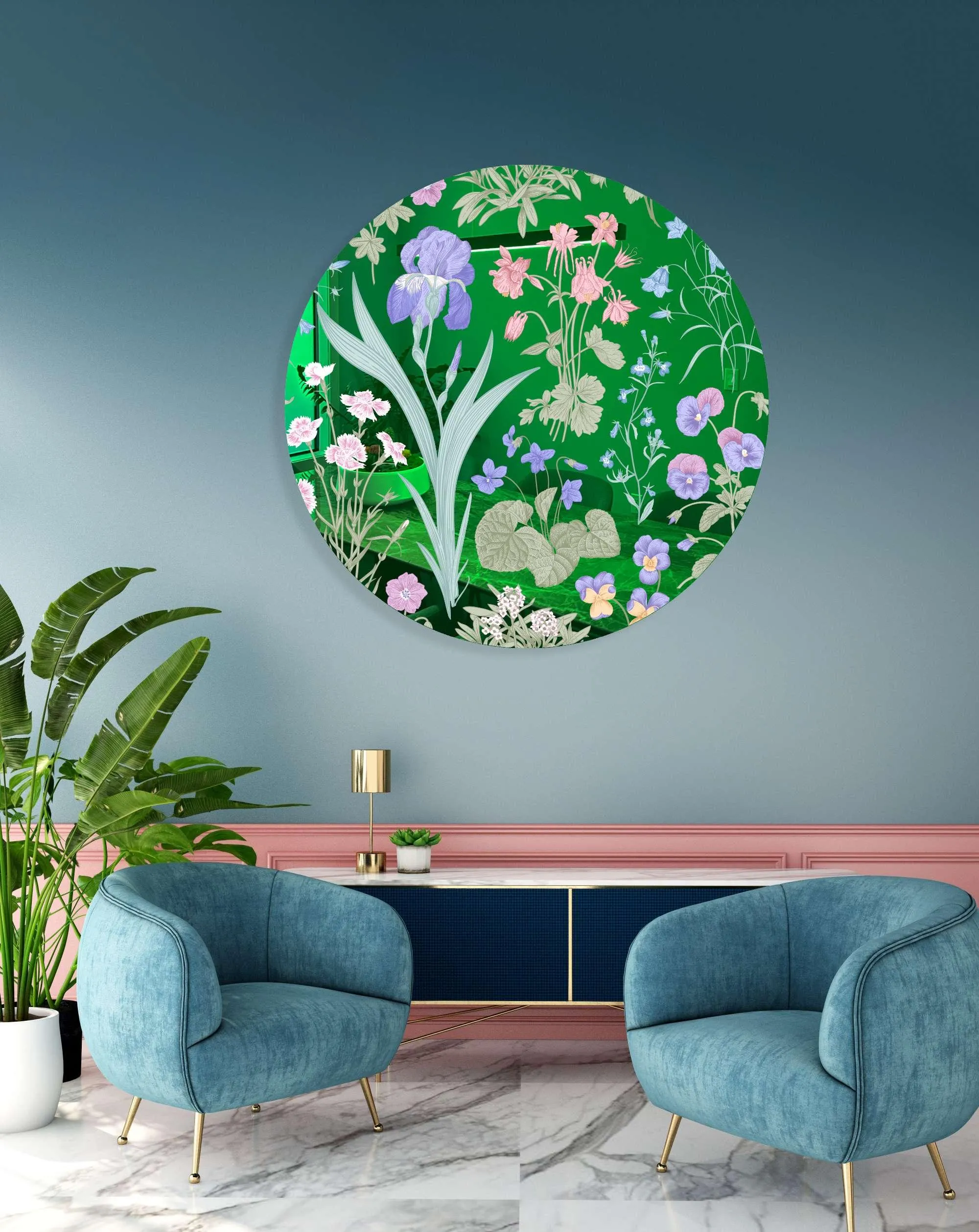 Meadow Flowers Printed Mirror Acrylic Circles