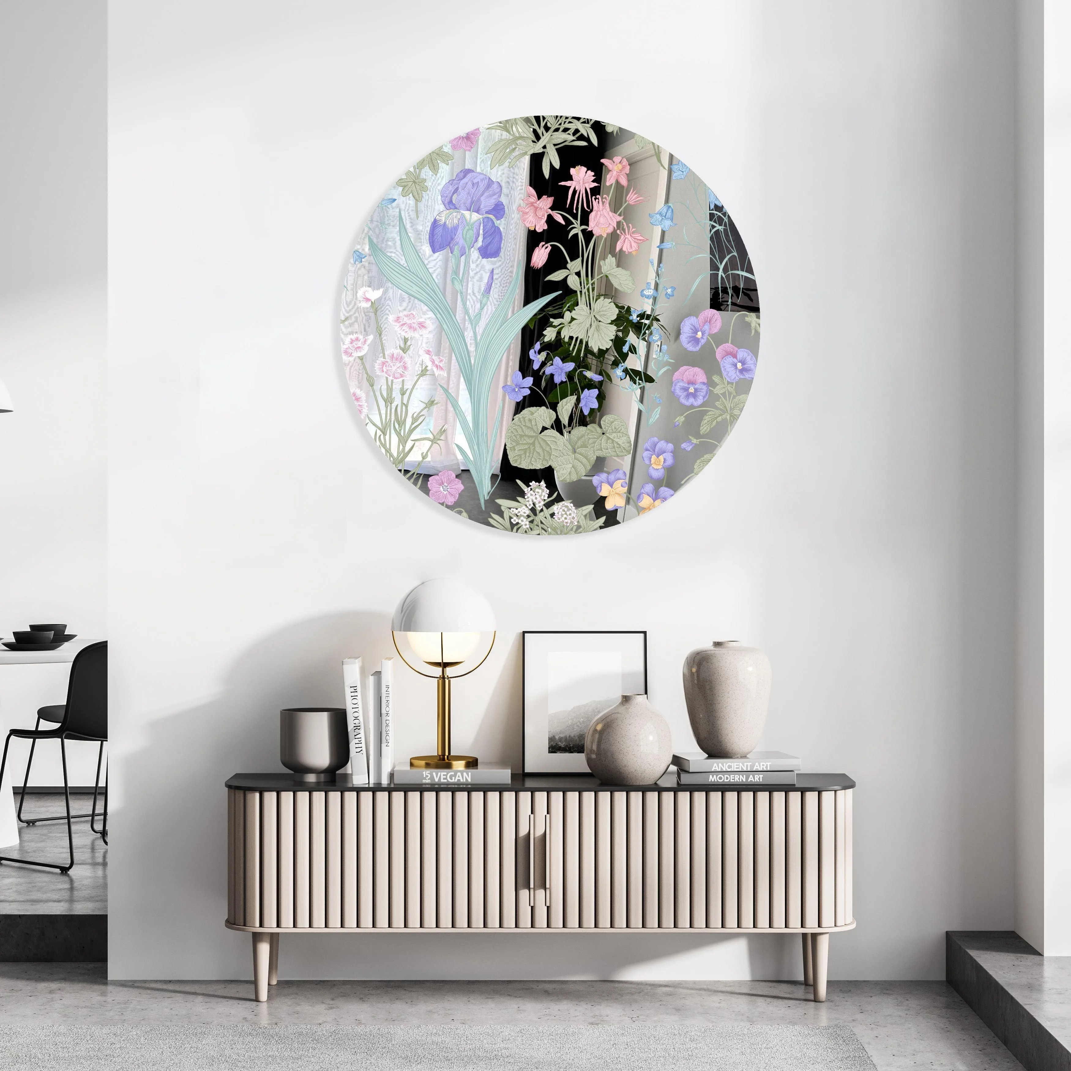 Meadow Flowers Printed Mirror Acrylic Circles