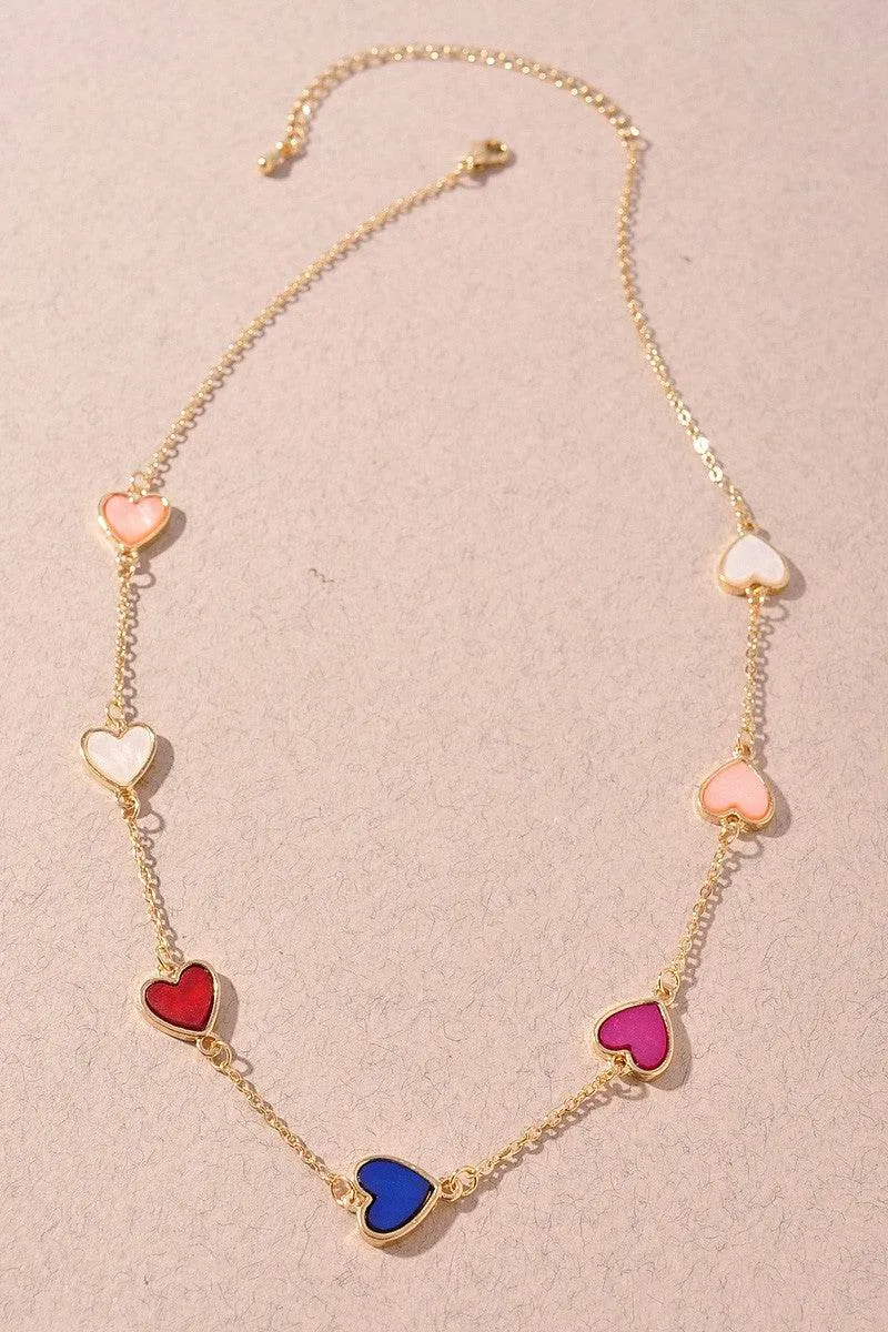 Mira Heart Shaped Station Necklace