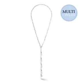 Modern chain necklace with freshwater pearl charms silver