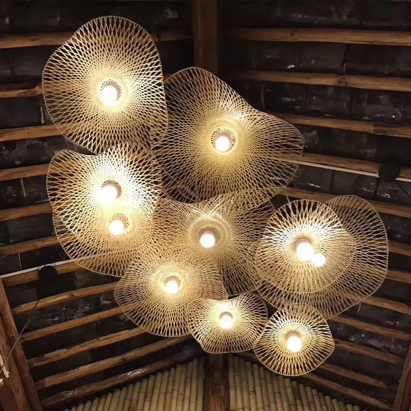 Modern Wicker Lotus Leaf Ceiling Light