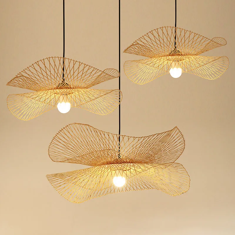 Modern Wicker Lotus Leaf Ceiling Light