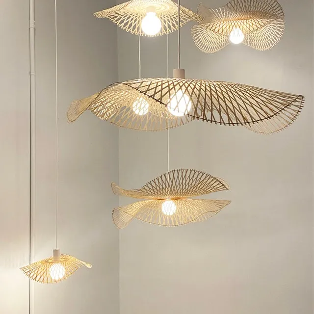 Modern Wicker Lotus Leaf Ceiling Light