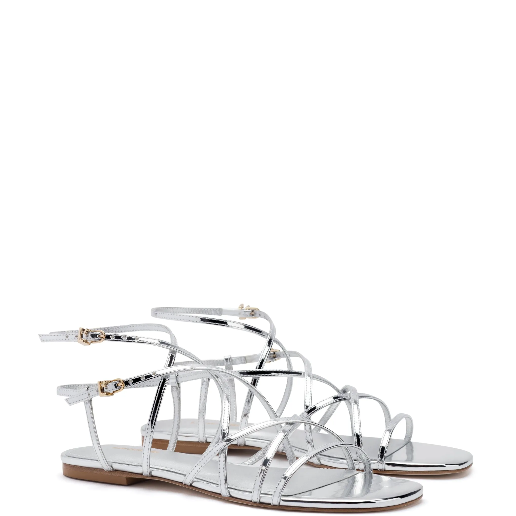 Naomi Flat Sandal In Silver Specchio