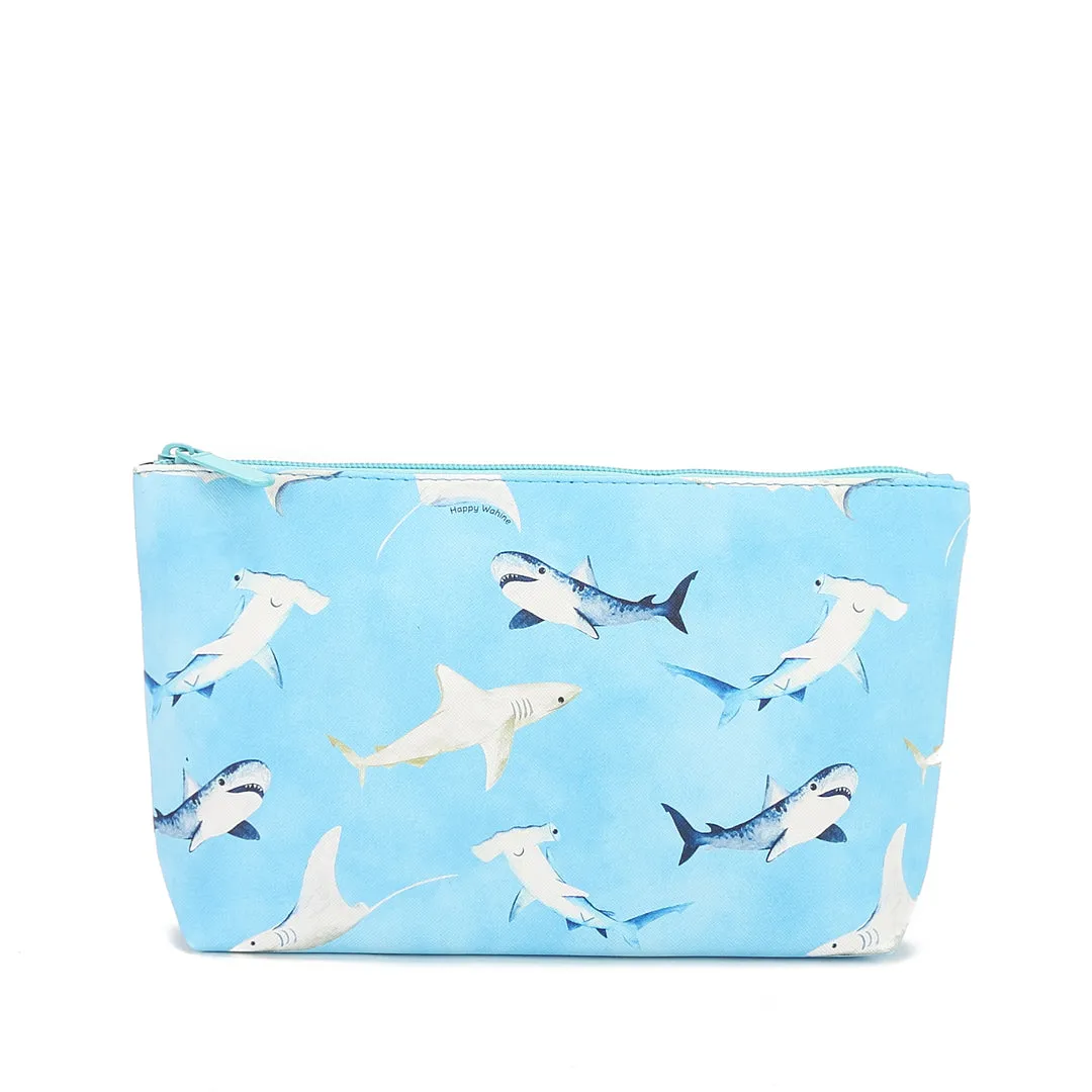 Pouch Gusset Medium Happy Sharks Blue