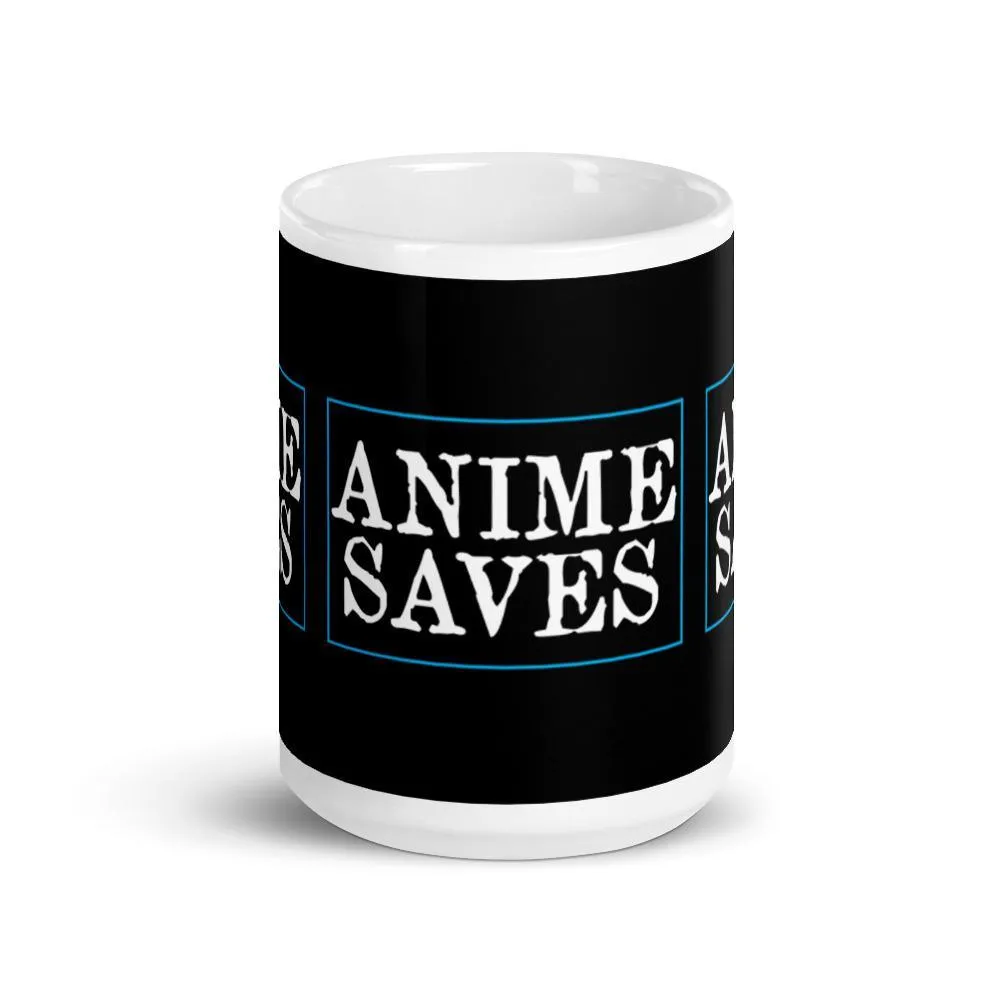 "Anime Saves" Wrap Around Mug (Black)