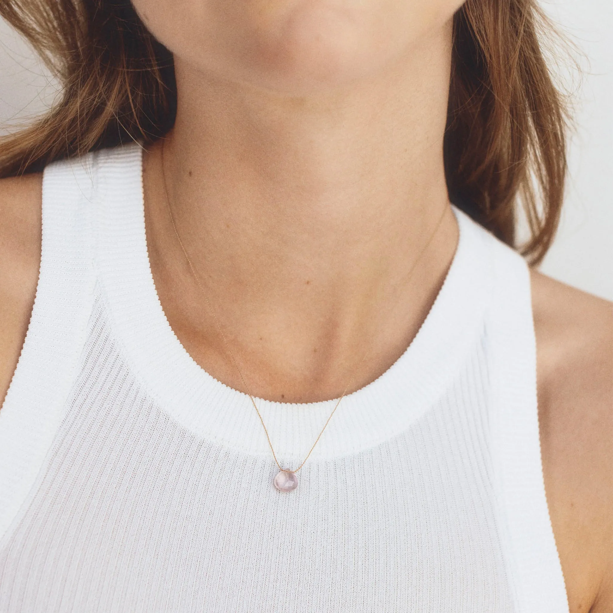 Rose Quartz Fine Cord Necklace