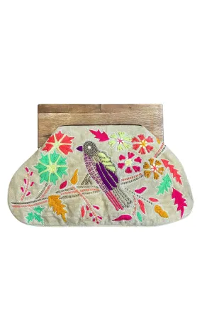 Seraphina Songbird Wood Handle Clutch