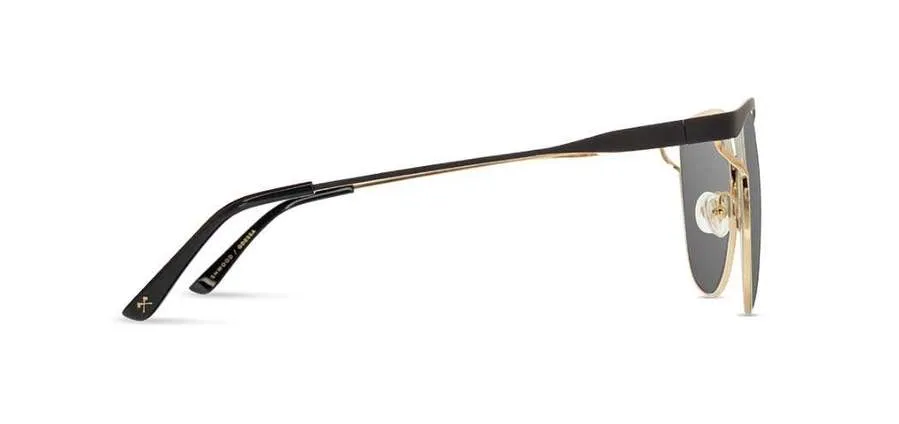 Shwood Odessa Metal Sunglasses - Obsidian & Gold - Grey