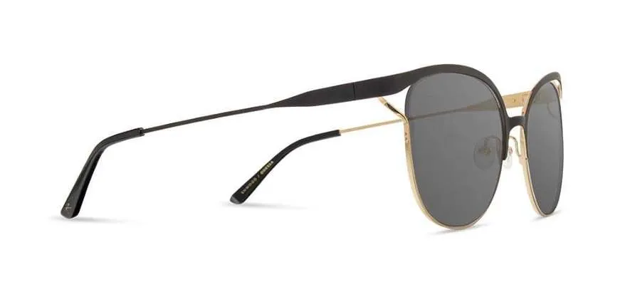 Shwood Odessa Metal Sunglasses - Obsidian & Gold - Grey