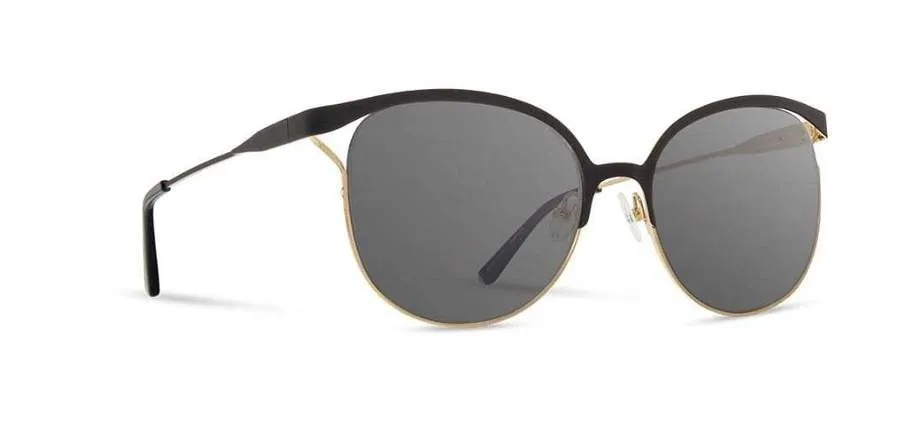 Shwood Odessa Metal Sunglasses - Obsidian & Gold - Grey