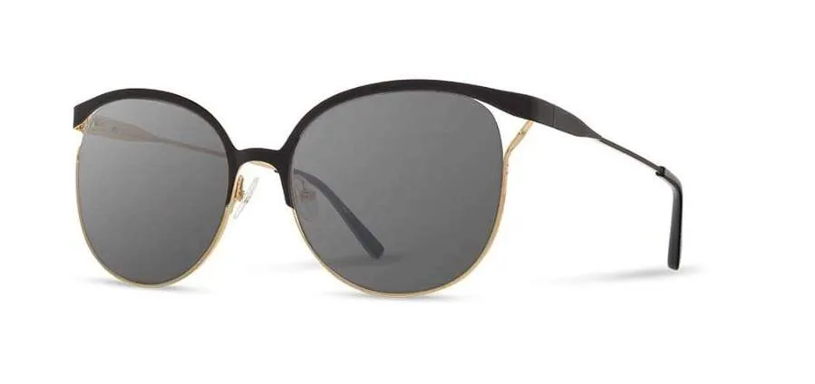 Shwood Odessa Metal Sunglasses - Obsidian & Gold - Grey