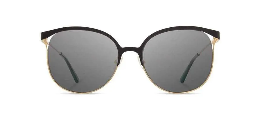 Shwood Odessa Metal Sunglasses - Obsidian & Gold - Grey