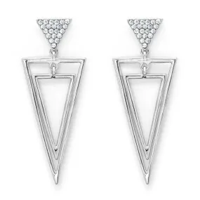 Silver Tone Triangular Shaped Drop Earri