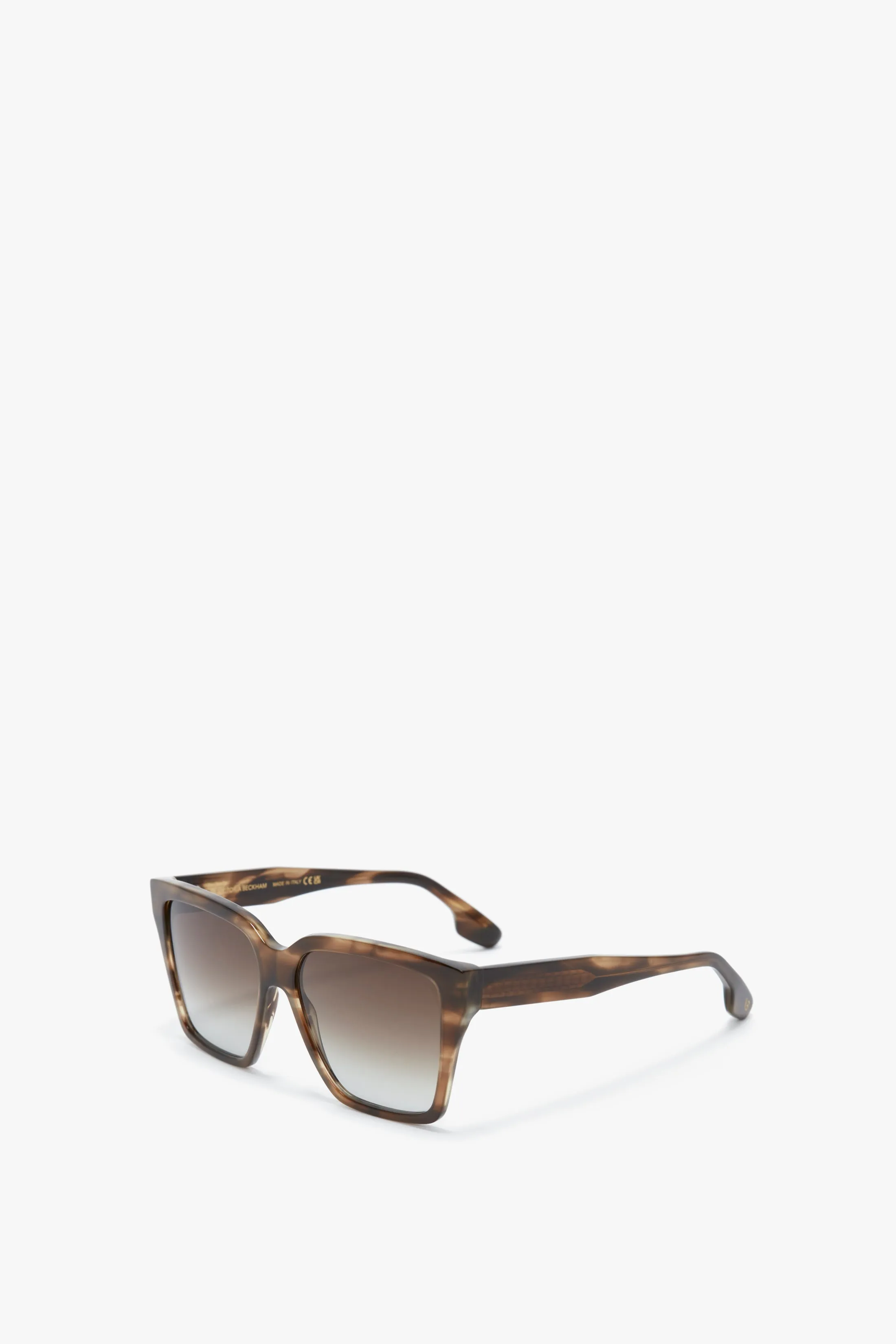 Soft Square Frame Sunglasses In Striped Khaki Havana